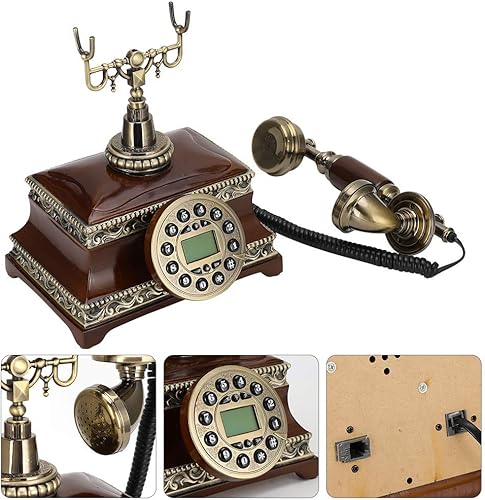 Miniatura 6 de Teléfono antiguo de moda para teléfono fijo, teléfono antiguo Teléfono antiguo Teléfono vintage con luz de fondo, Vintage UE cableado/DTMF teléfono