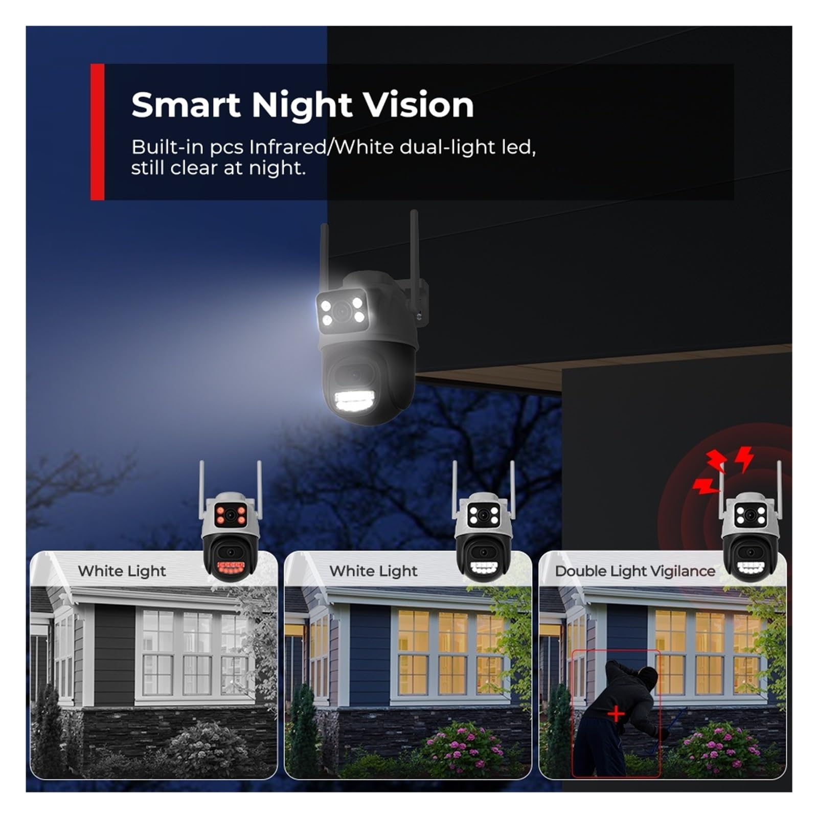 Kit De Sécurité PTZ sans Fil 8 Canaux 6 MP, Double Objectif, WiFi, Enregistreur NVR, Caméra IP, Audio Bidirectionnel, Système Vidéosurveillance DéTection De Mouvement(1T,8CH NVR 8PCS Cameras)