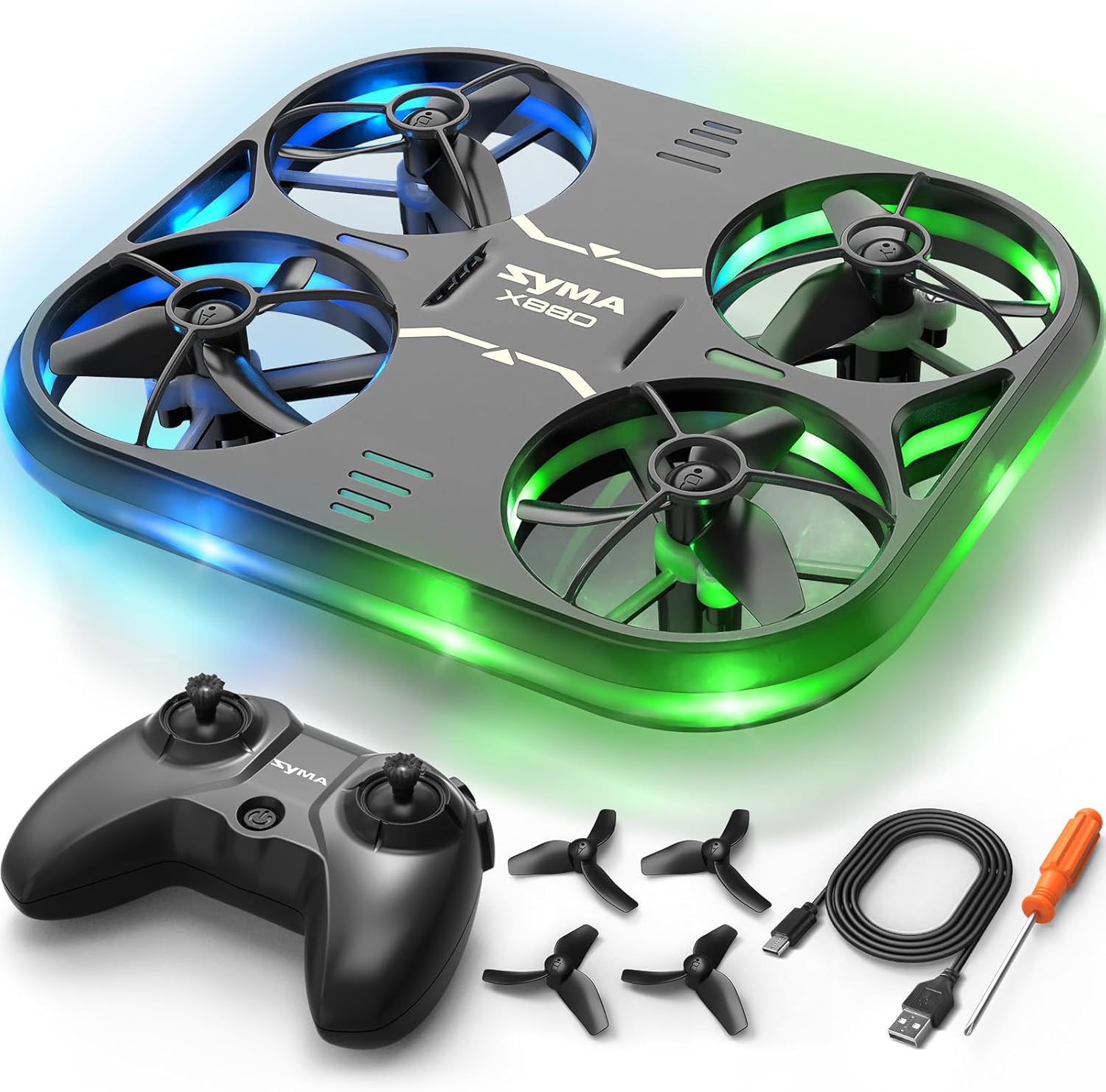 SYMA Drone for kids Adults - X880 Mini Drone Helicopter with LED Lights