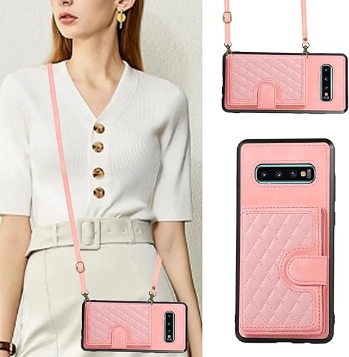 Miniatura 4 de Asuwish Funda de teléfono para Samsung Galaxy S10 Plus con protector de pantalla de vidrio templado y correa cruzada, soporte para tarjetas, soporte