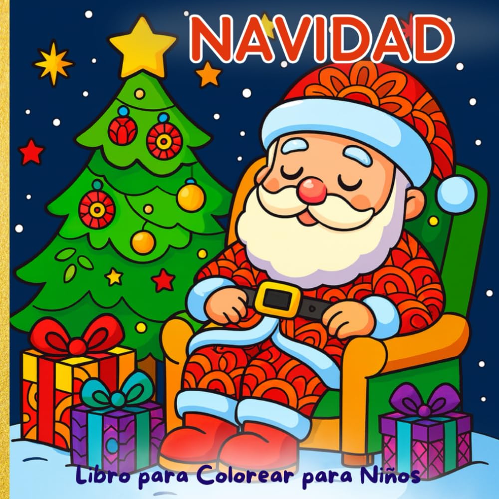 Navidad Libro para Colorear para Niños: Dibujos Sencillos con Patrones Mandala