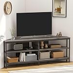 MUTUN 55 inch Corner TV Stand with Power Outlet, Corner Entertainment Center, Industrial TV Console for Living Room& Bedroom, Grey Oak