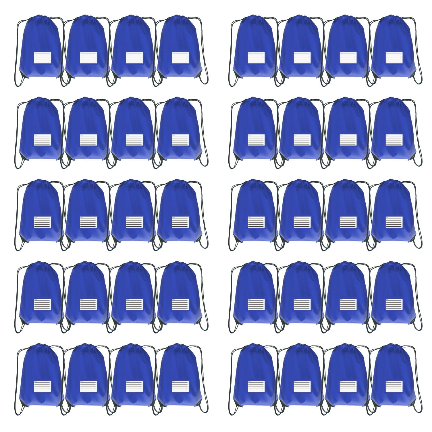 JohahaTim Drawstring Backpack Bulk 40 Packs Draw String Bags for Gym Sports Trip Pedestrianism Cinch Sack DIY for Women Men with Memo Card (royal blue