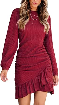 CUPSHE Women's Smocked Ruffle-Hem Bodycon Mini Dress