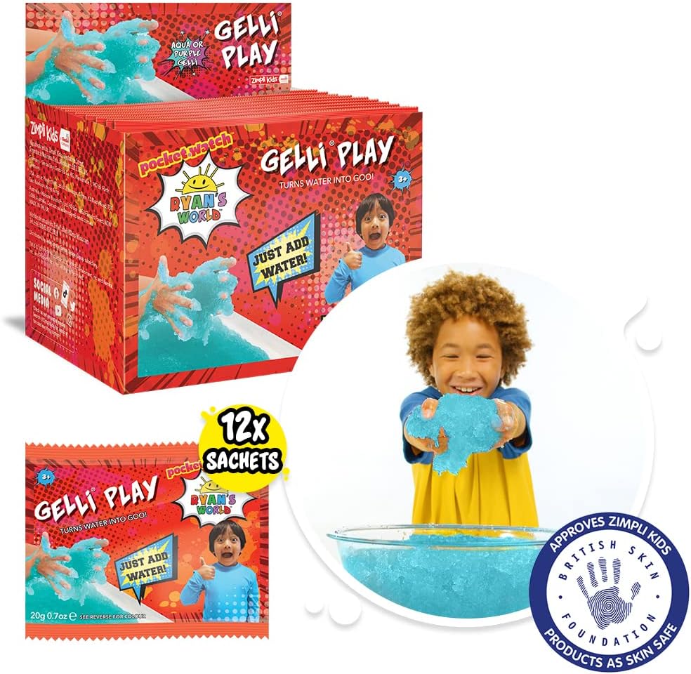 Zimpli Kids 12 x Ryan's Gelli Play Foil Children's, Aqua & Purple, Party Bag Fillers
