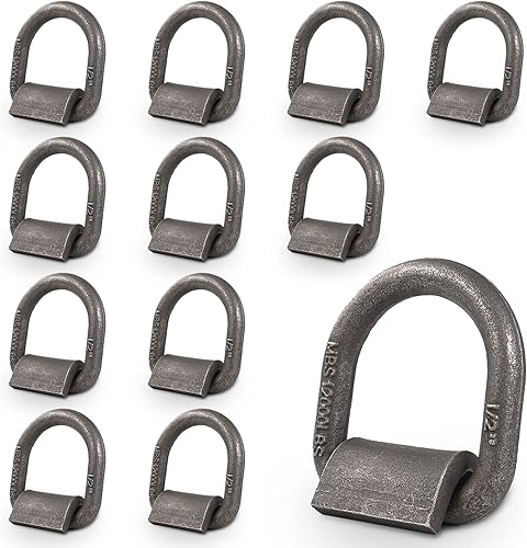 Anillo en D forjado soldado resistente de 1/2 pulgada con MBS: 12,000 libras, anclaje de amarre con anillo en D con puntos de anclaje de soldadura