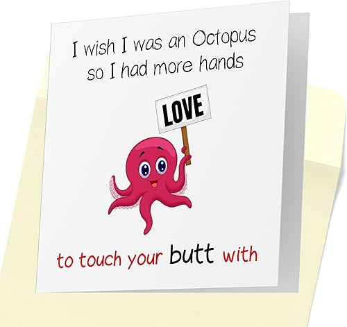 Tarjeta divertida para cumpleaños o aniversario, humor romántico para cónyuge, tarjetas de felicitación - I Wish I Was an Octopus