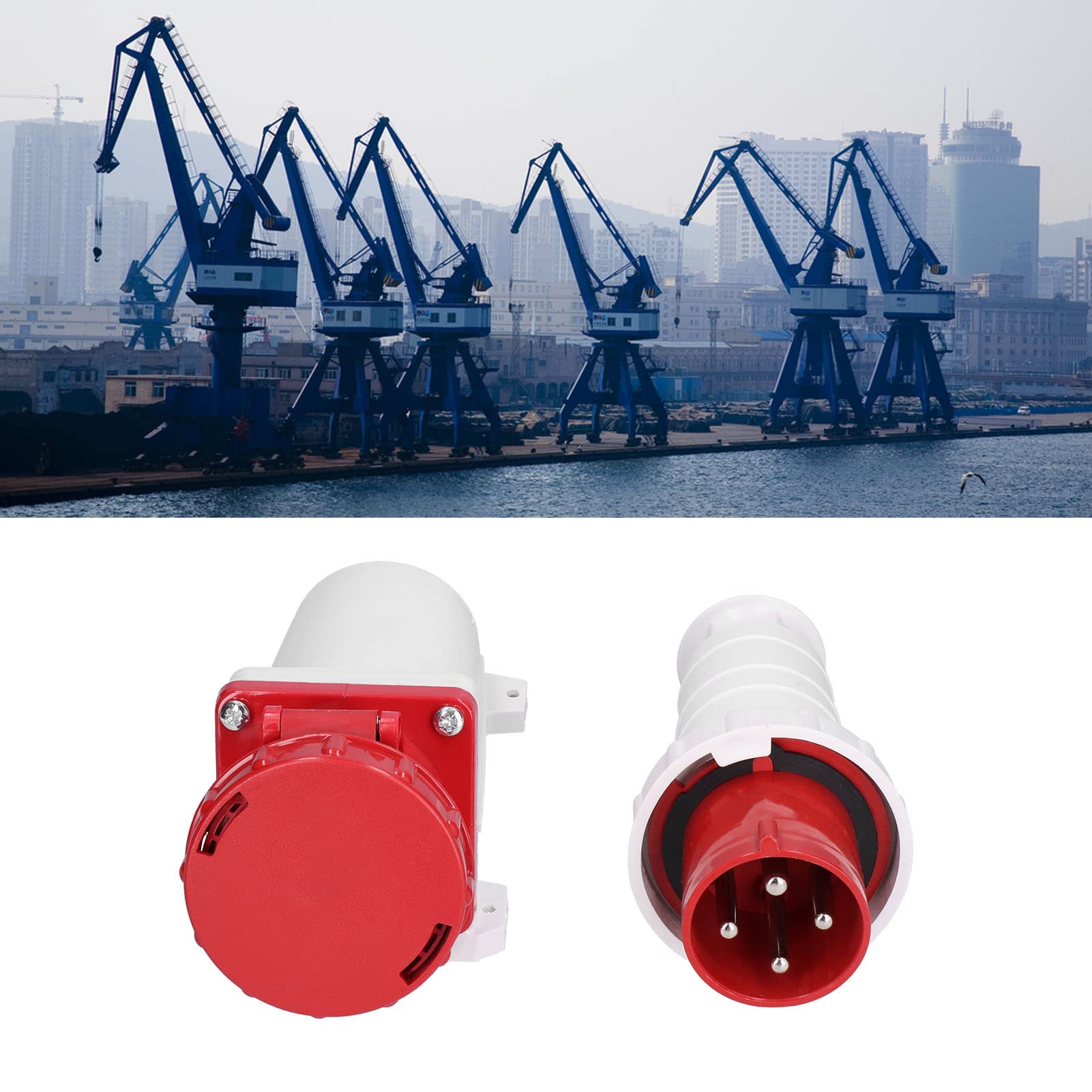 Zestaw złącza złącza gniazda przemysłowego 4 pin 3 faza IP67 63A 380–415V, Materiał ABS, Solid Mosiądz Poradnik [Przemysł,]