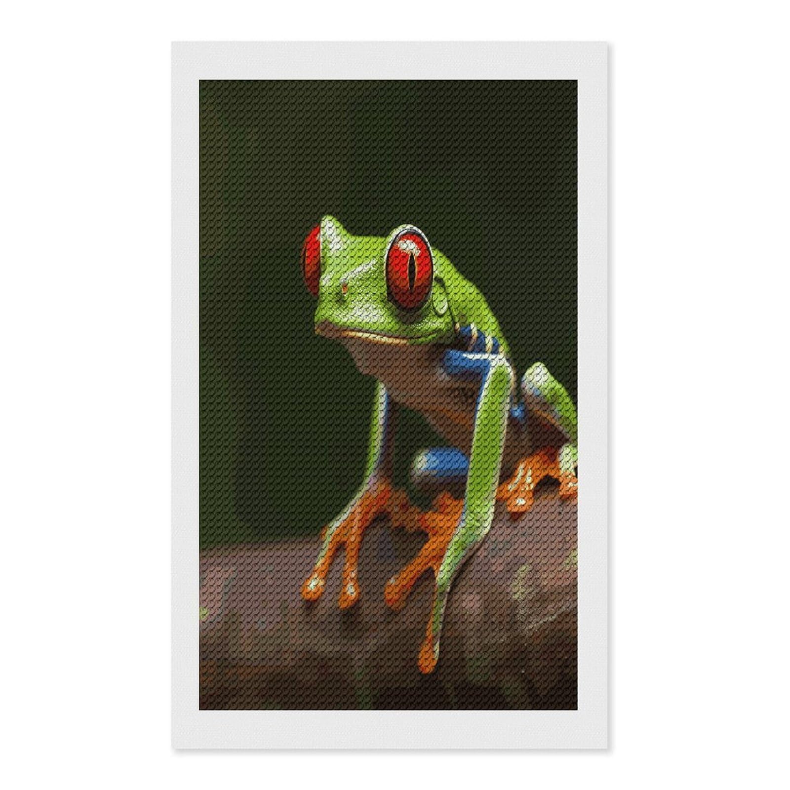 FekiLoot Red Eyes Tree Frogs Diamond Painting Kits for Beginners DIY Diamond Art Kits for Adults Full Drill Round Diamond Dot Gem Art Painting Fun DIY Crafts for Home Kitchen Wall Decor Gift 12"x20"