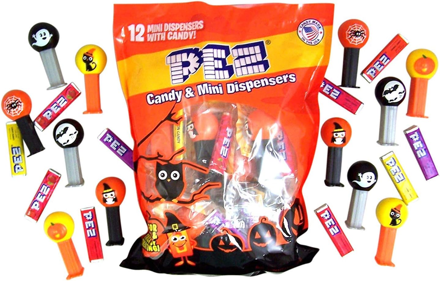 Pez Mini Halloween Candy Dispensers Trick or Treat Favors, Bag of 12 (4 Pack)