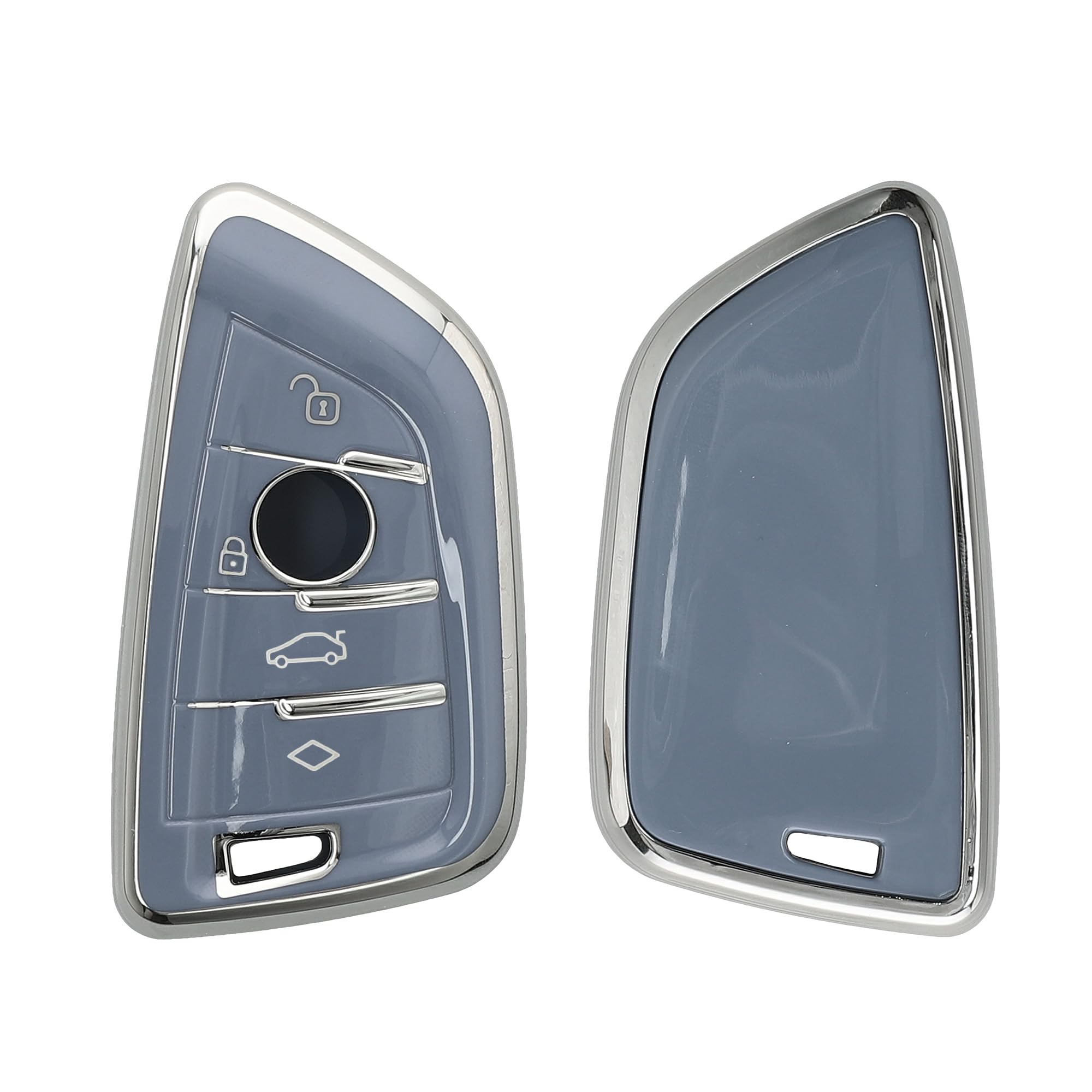 kwmobile Key Cover Compatible with BMW 3 Button Car Smart Key - Fob Case Protector - Blue/Silver, blue / silver