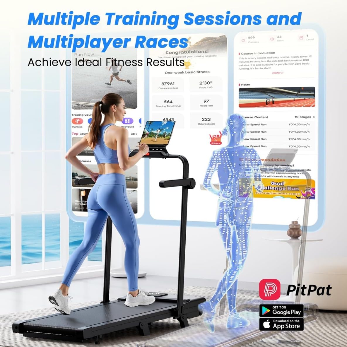 Superun Raceable Tapis Roulant Salvapazio Elettrico con Inclinazione 6%, 3CV Walking Pad,1-12 km/h Tapis Roulant Elettrico Pieghevole con APP Controllo Corsi di Allenamento, Massima di 136 kg