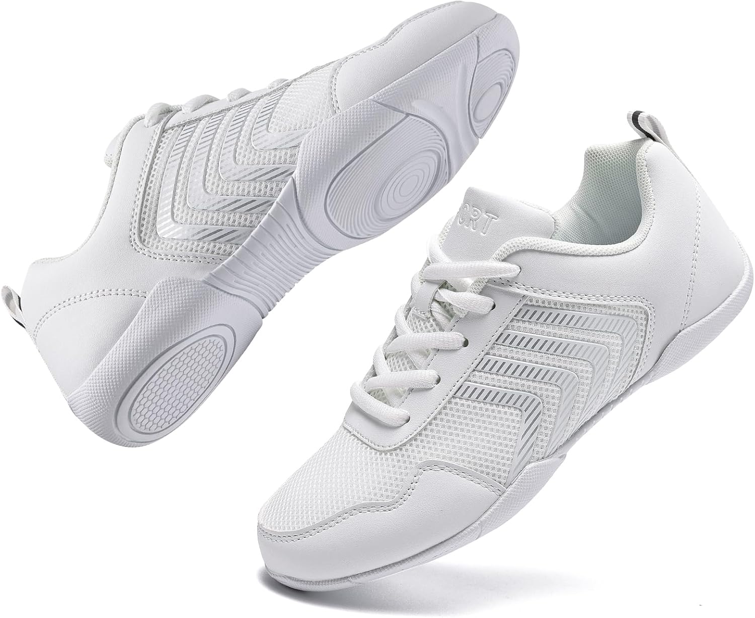 white Cheer Shoes for Womens Cheerleading shoes Girls Youth White Competition Cheerleading Gear Dance Shoe Sports Tennis Training Athletic Flats Breathable Soft comfortable kids cheer sneaker size