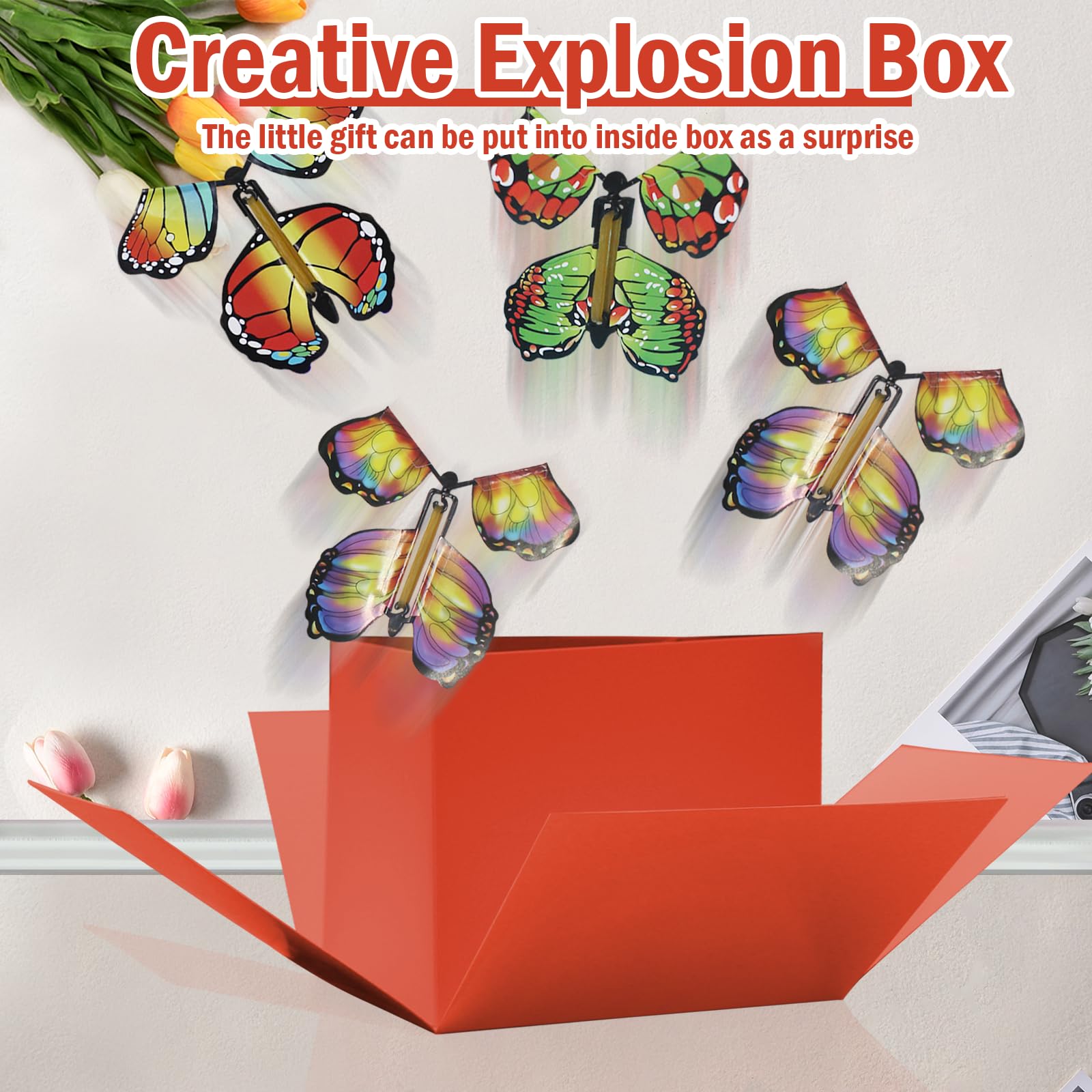 WUEURU Schmetterling Explosion Geschenkbox für Geburtstage, Hochzeit, Muttertag, Jubiläen, DIY Explodierende Überraschung Geburtstagsgeschenk für Geburtstage