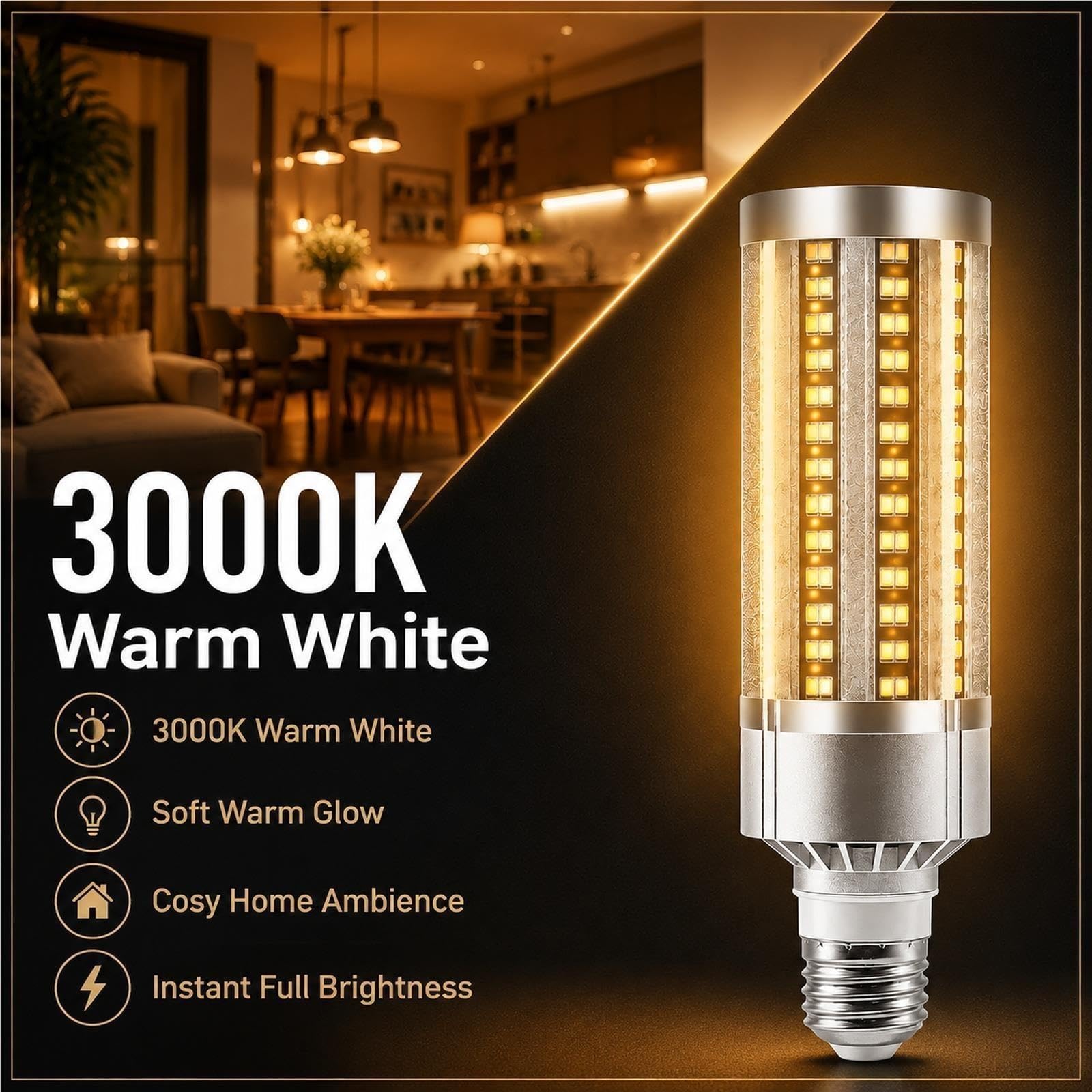 Ampoule LED maïs 50W E27 3000K Blanc chaud Haute puissance Non Dimmable