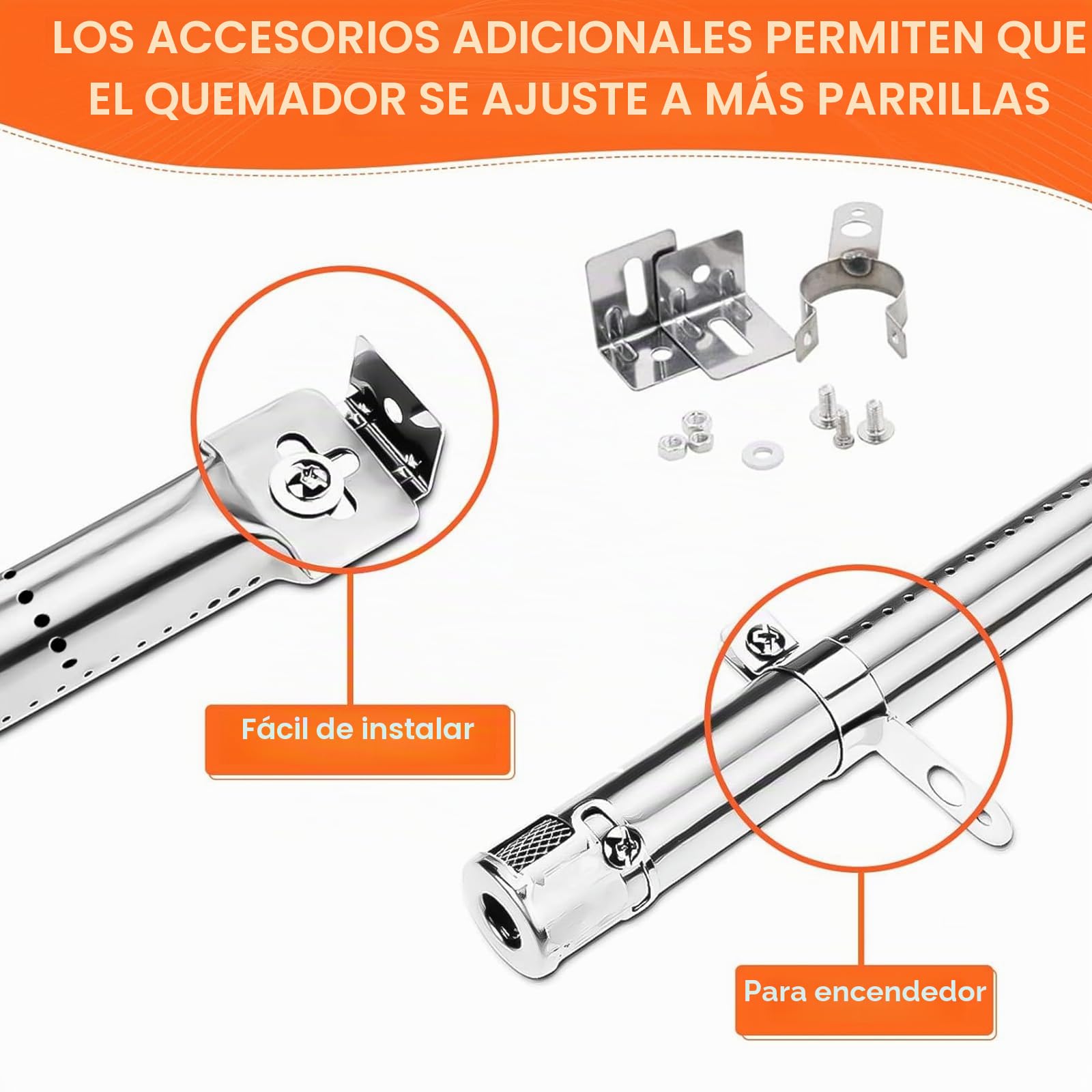 Denmay 42204 31 hasta 45cm de Quemador de Gas Universal Ajustable, para Barbacoa FirePlus, Fire Mountain, Char-Broil, Cosmo, Campingaz, Blooma, Brinkmann Y Otros Parrilla Barbacoa (4PACK)
