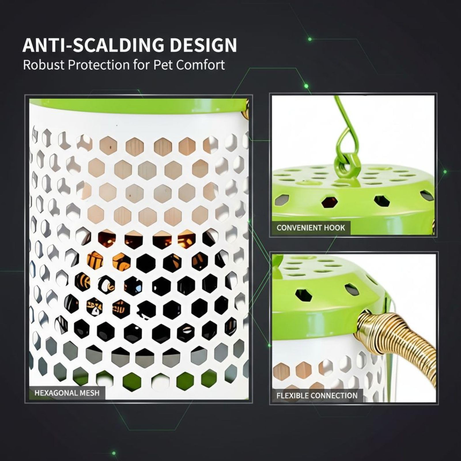 2 lampade riscaldanti per animali domestici con paralume anti-scottature, scalda gabbia per uccelli in ceramica per pappagalli, riscaldatori da 50 W e 100 W, 16 x 11,9 x 11,9 cm, per piccoli