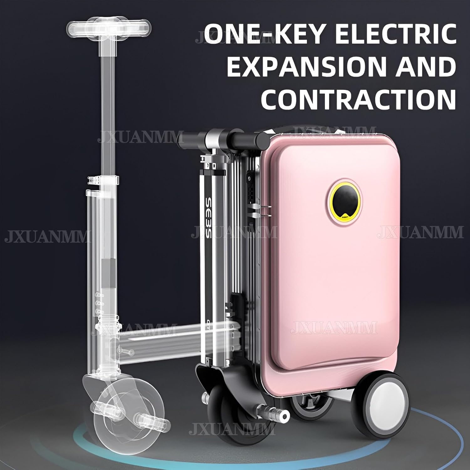 Electric Suitcase You Can Ride, Smart Rideable Suitcase with 73.26WH Removable Battery, External Charging Port, Luggage Scooter for Travel Load 110kg Pink-20L-SE3S