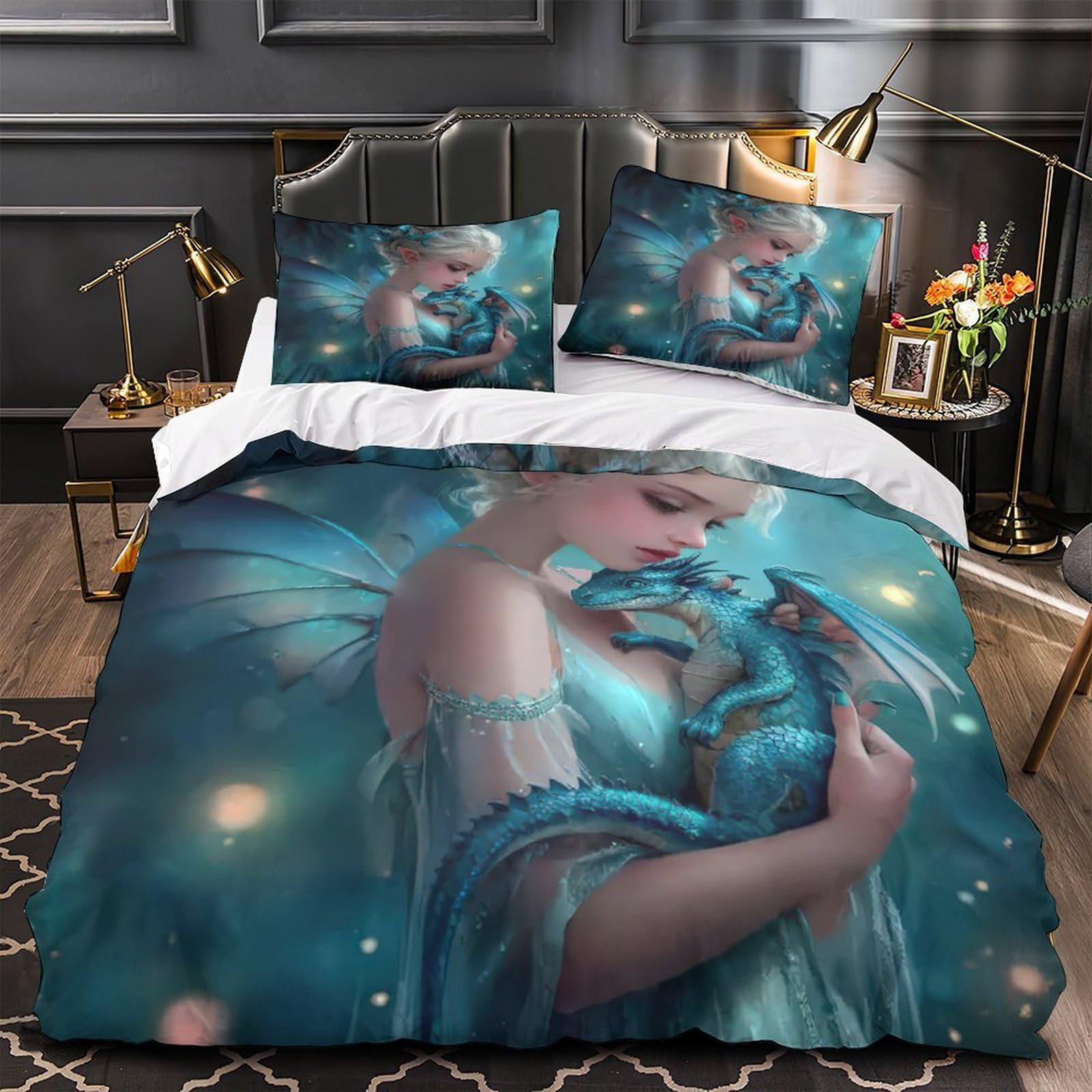 Housse de couette dragon bleu pour transformer la chambre d'un garçon de style