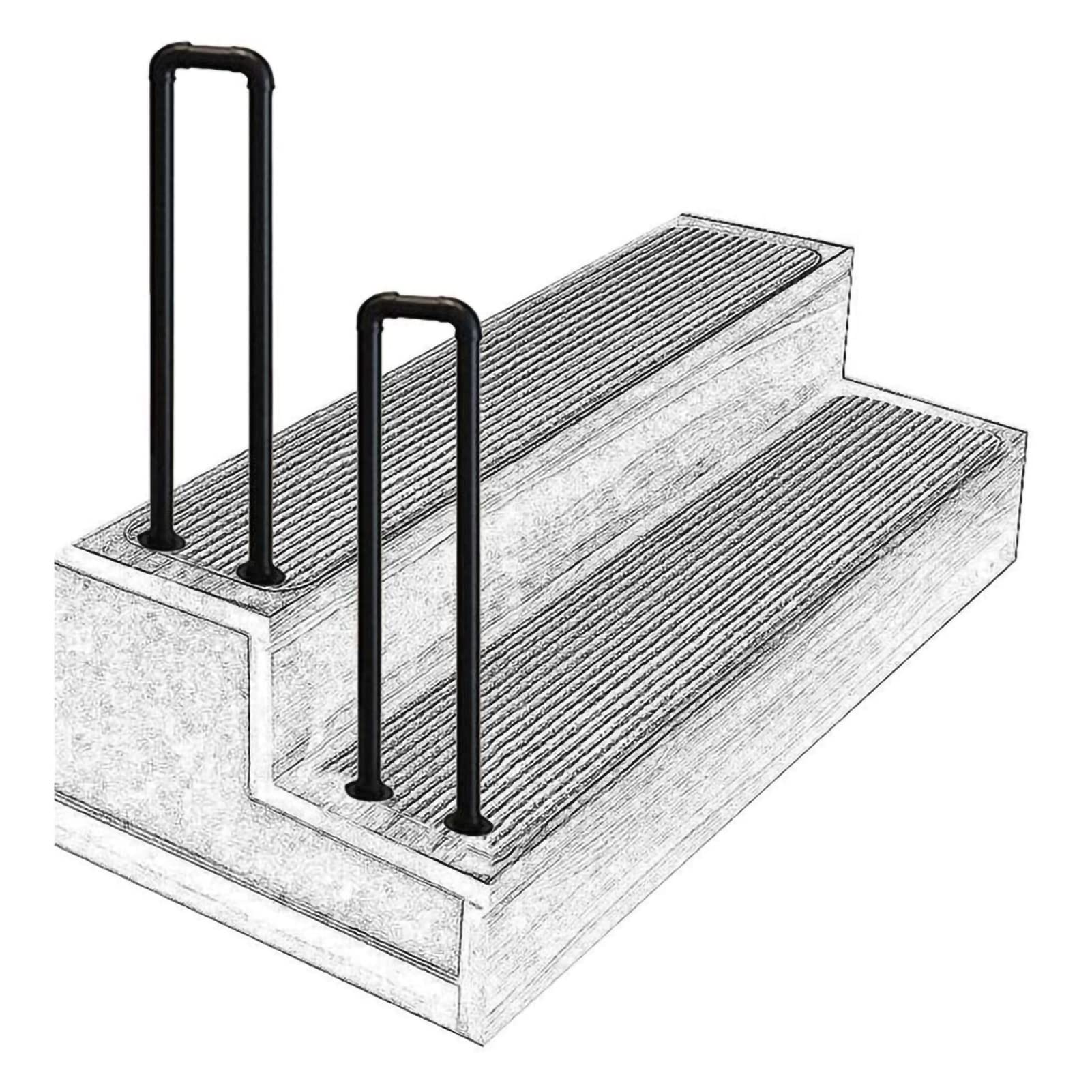 Rampe d'escalier extérieure en U pour sécuriser l'accès au jardin en hiver