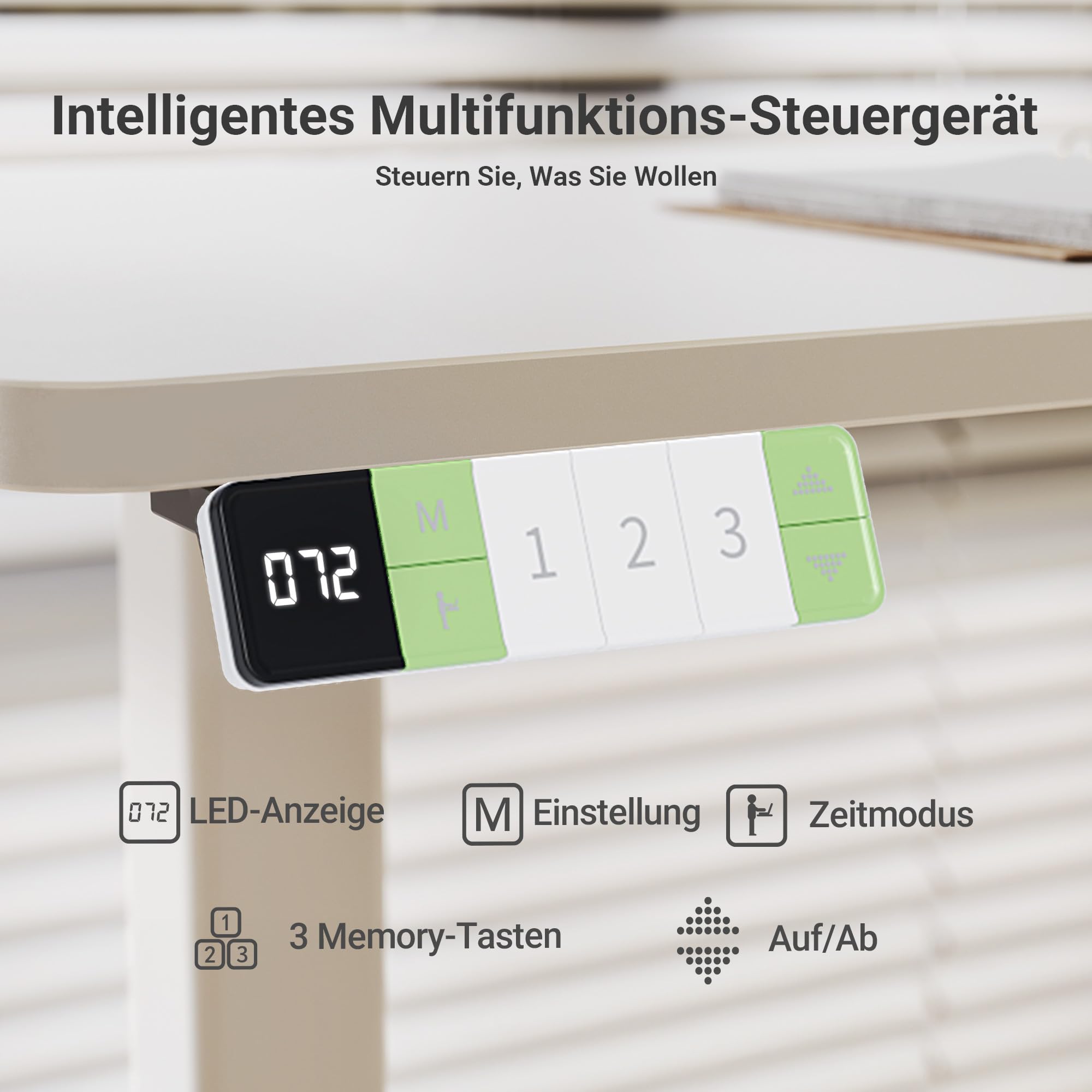 Claiks Eckschreibtisch Höhenverstellbar 160x140cm mit Dual-Motor, L Form Höhenverstellbarer Schreibtisch auf Rollen, L-förmiger Schreibtisch Weiß