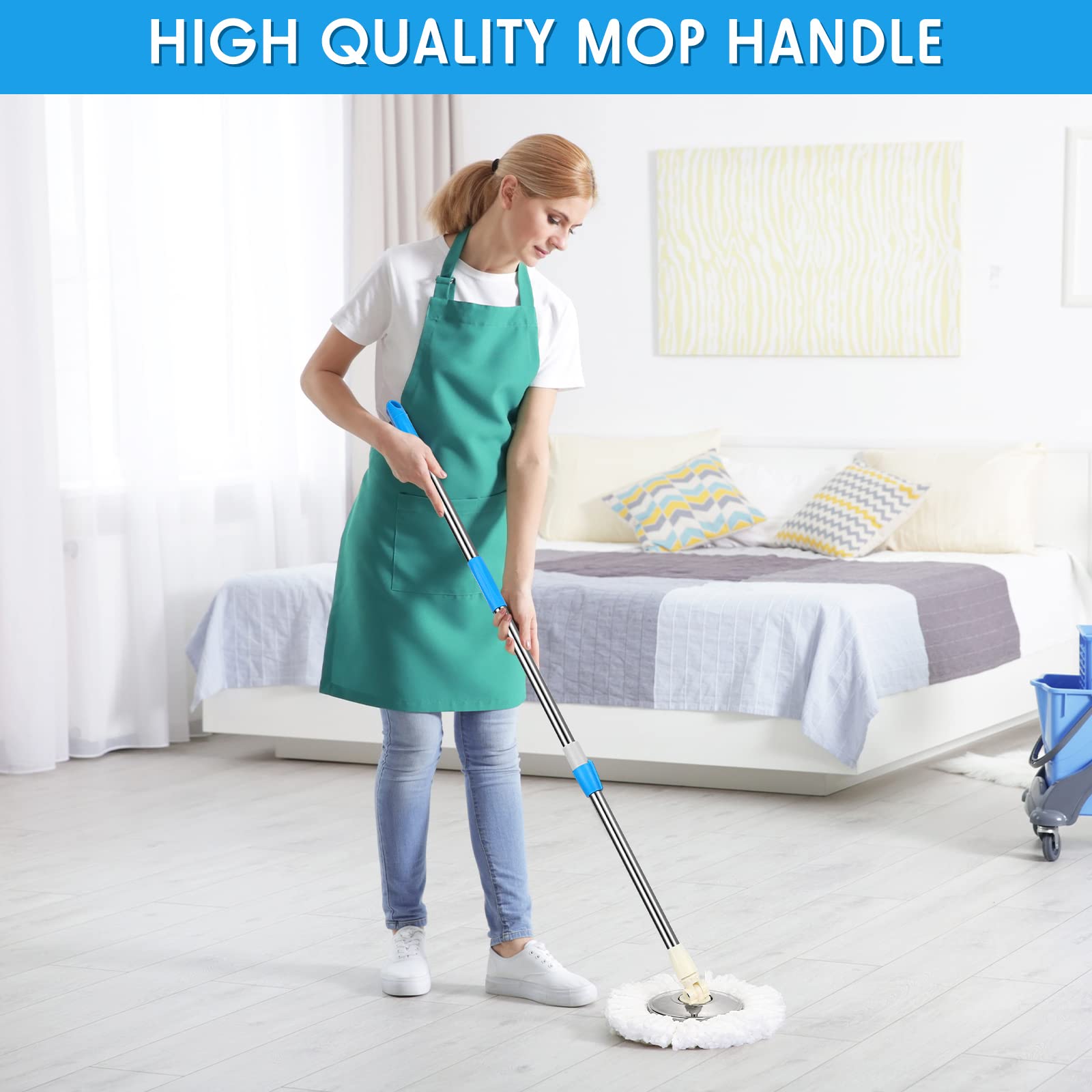 Mango de repuesto para fregona giratoria de 360 grados, mango telescópico giratorio de repuesto para cabeza, accesorios de limpieza del hogar para el hogar (azul)
