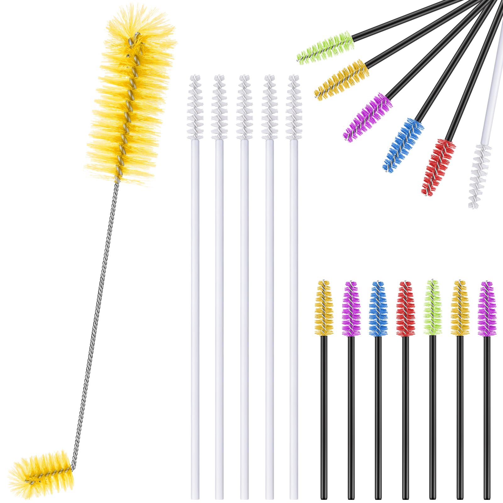 Cepillos de colibrí de doble cabeza y juego de 37 cepillos de limpieza para tubo y botella