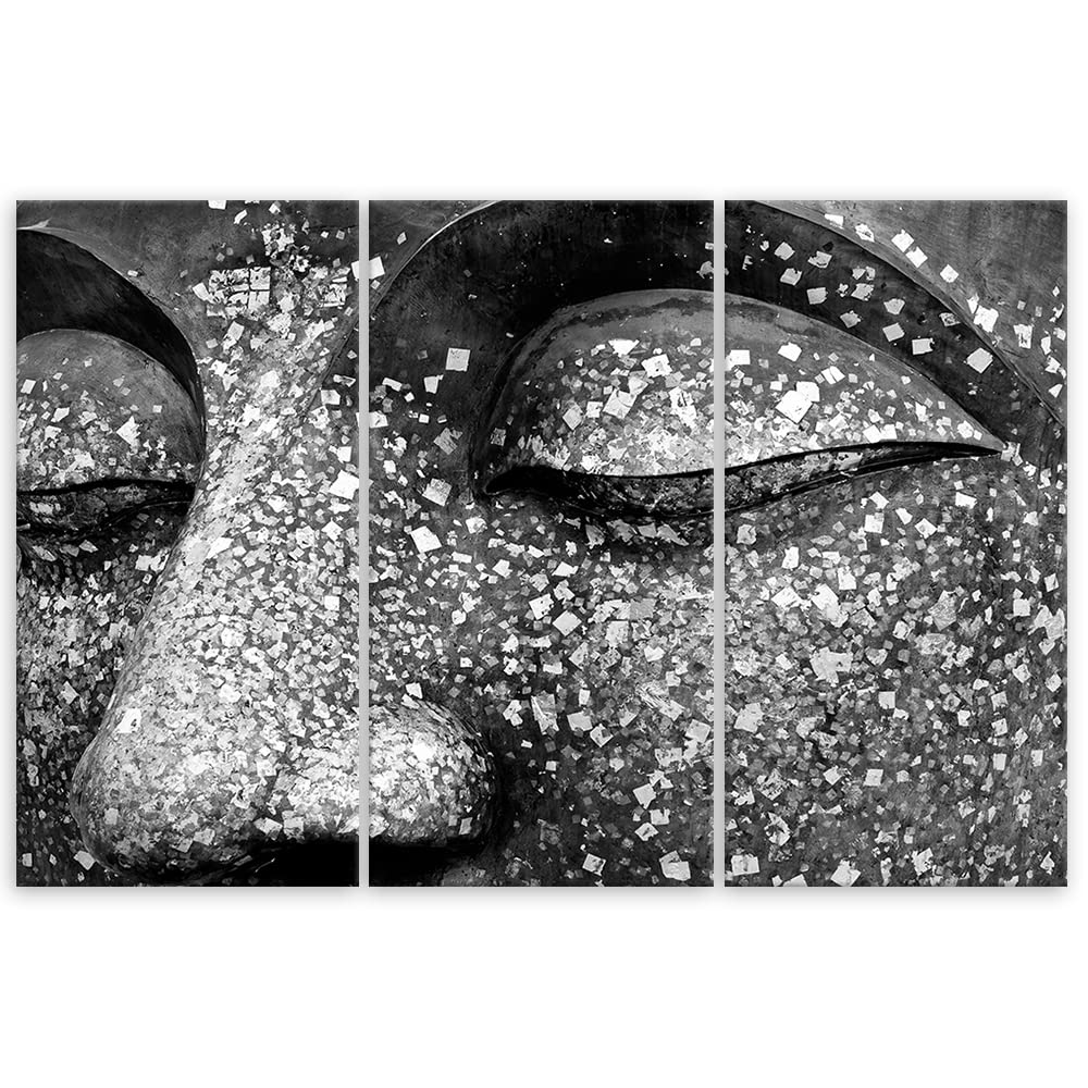 Feeby 3 parti Tela immagini 90x60 cm Asia Zen Oriente Buddha figurina Quadro Foto d'Arte Qualita Fotografica Stampa D'Arte Camera Da Letto Buddismo Meditazione Astrazione Spa grigio