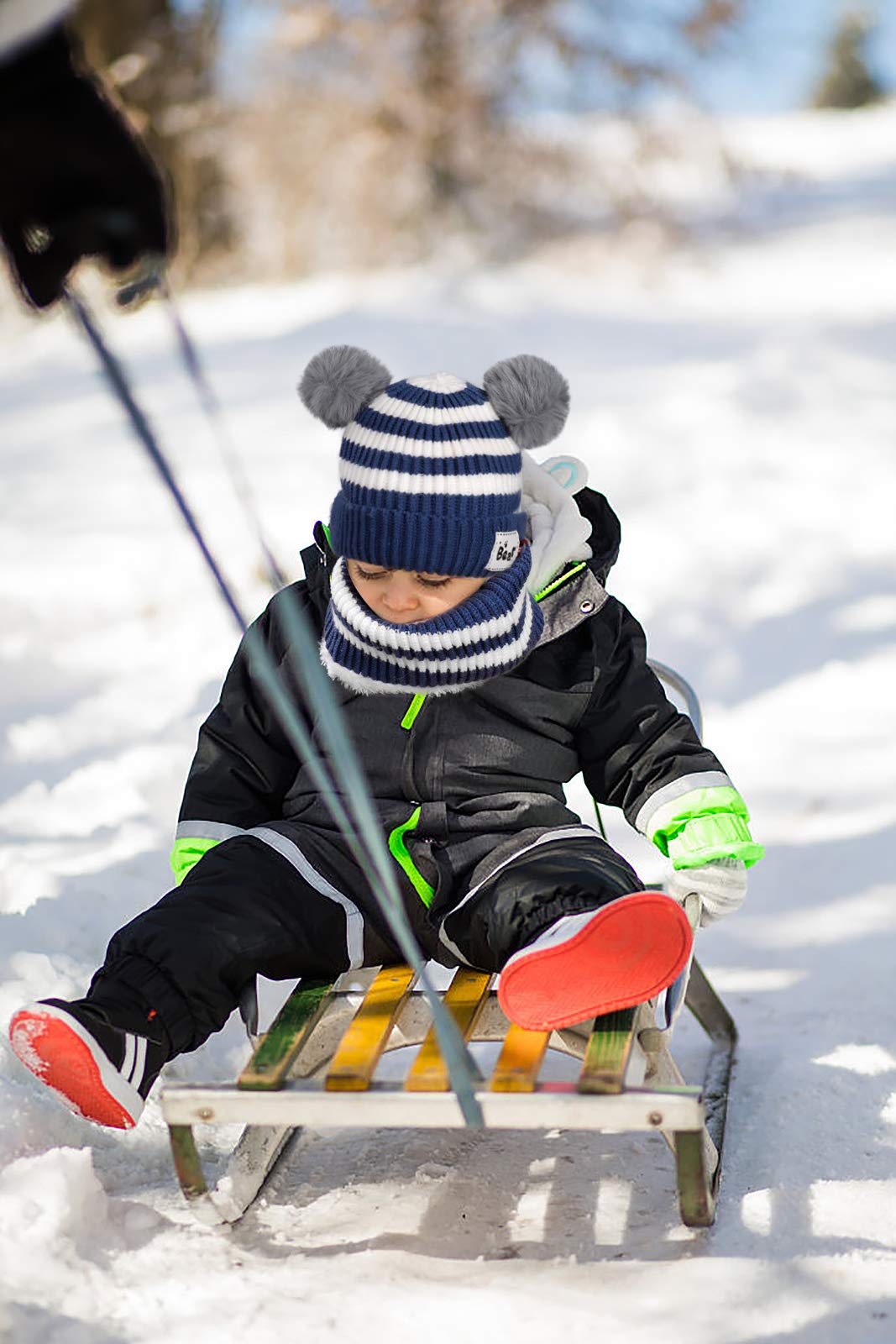 Bonnet Tricoté Enfant Avec Protège-oreilles - élastique, Pour Ski, Hiver, Garçon Et Fille 3 à 10 Ans