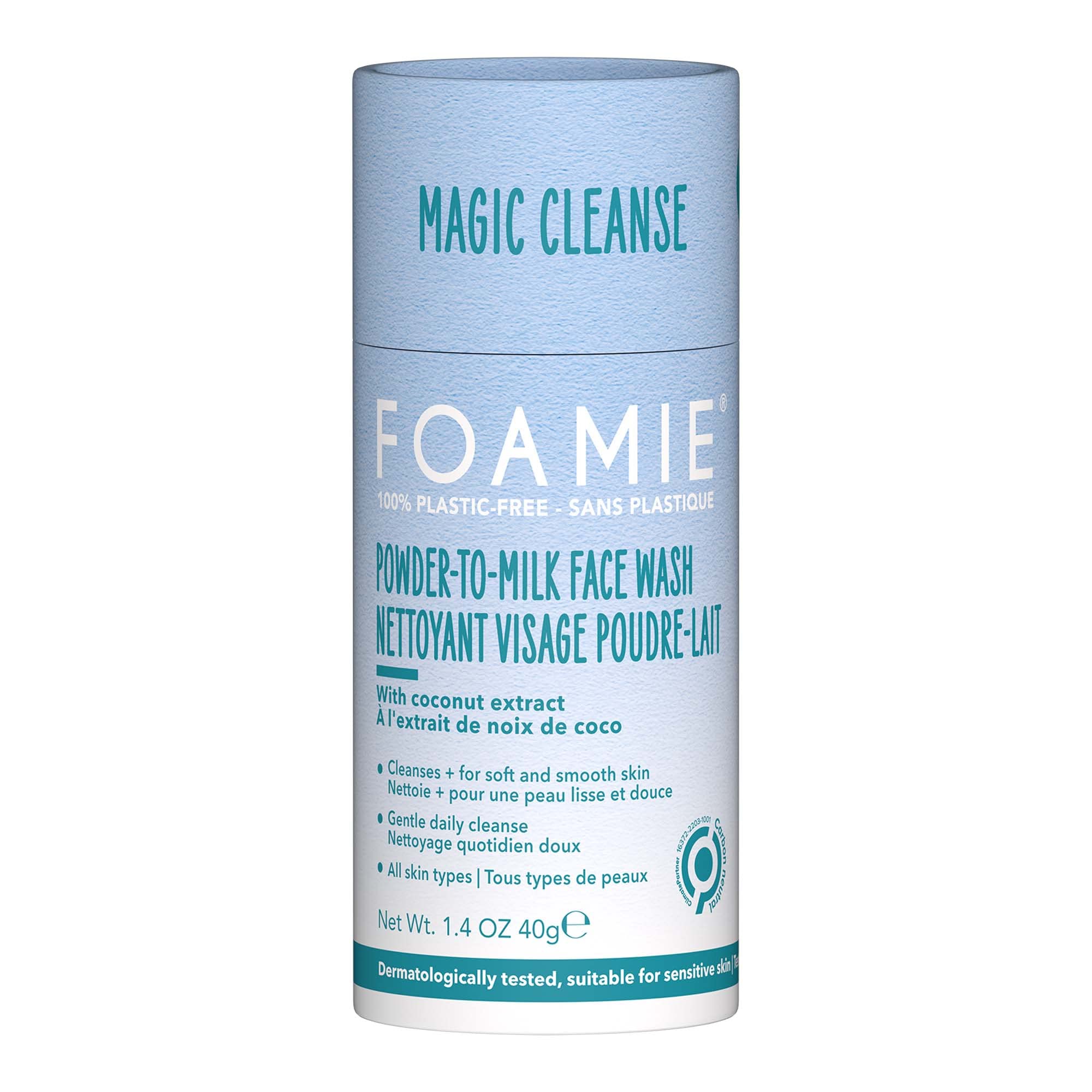 Foamie Powder Soft kokosowy oczyszczacz do twarzy - oczyszczający i nawilżający proszek do twarzy - Mydło do twarzy wrażliwa skóra bez plastiku i wegańska - 80 zastosowań 60g