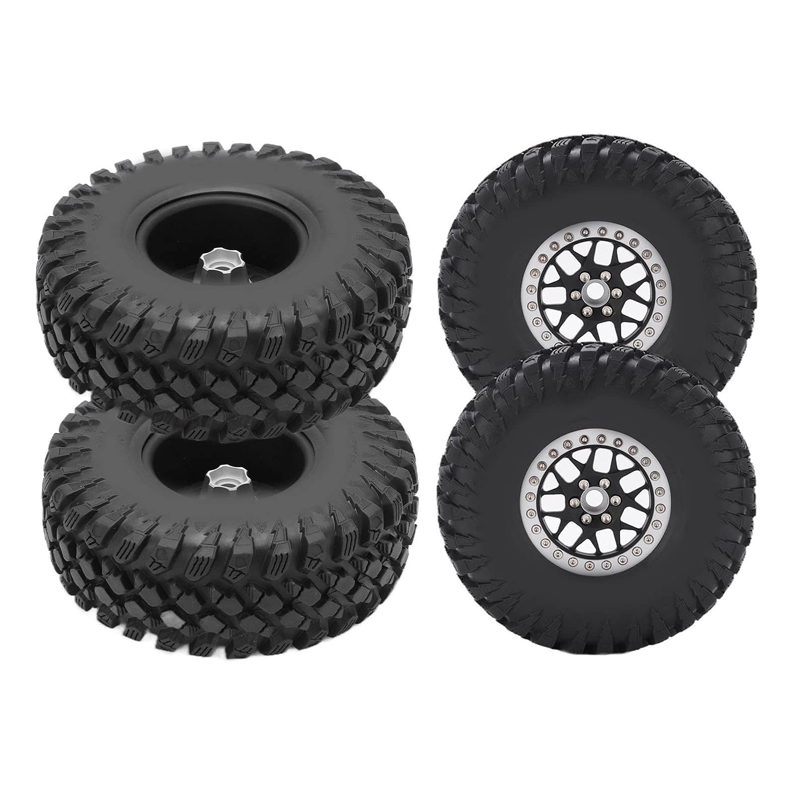 Opona gumowa RC Stabilna, wysoka przyczepność do skóry opony ze stopu aluminium 1/10 RC (Silver Black)