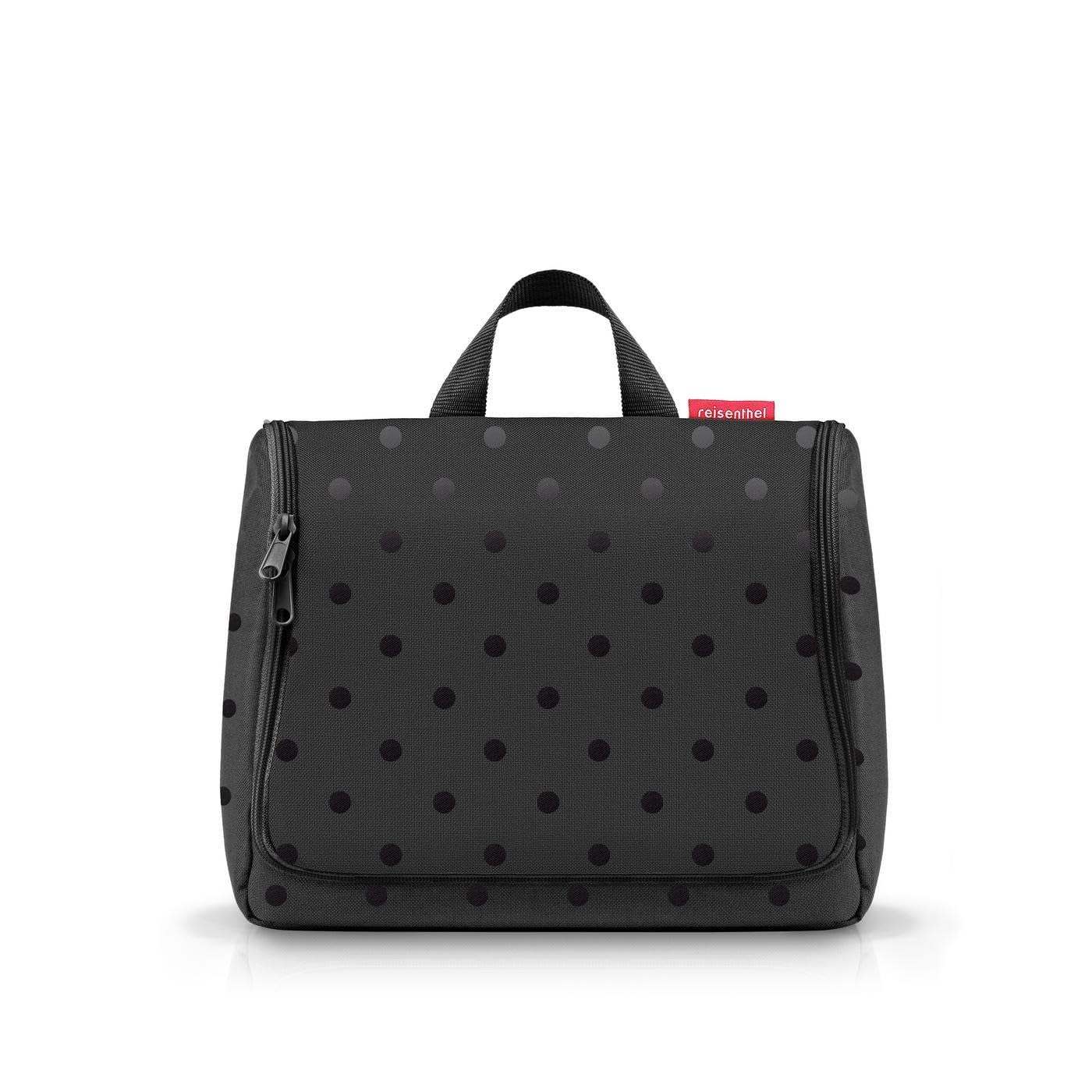 reisenthel toiletbag XL Glossy Dots Black – großzügiger Kulturbeutel mit Haken