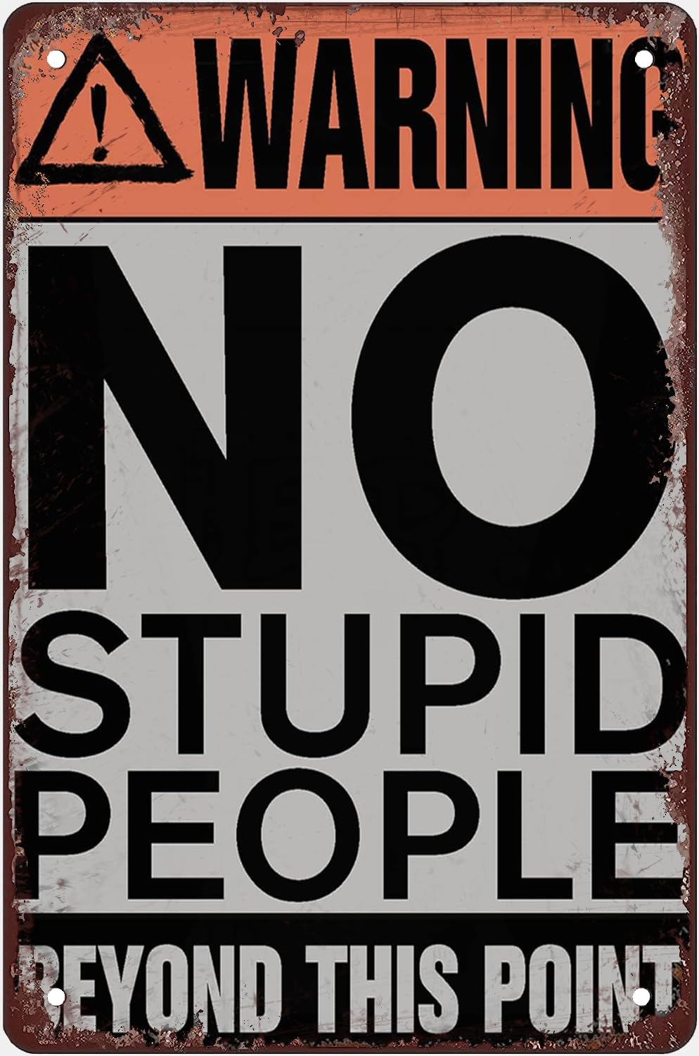 Pibonto Women's Wall Art Warning No Stupid People Funny Tin Sign Bar Pub Garage Diner Cafe Home Wall Decor Home Decor Art Poster Retro Gift For Men 8X5.5 Inch Plaque Tin Sign