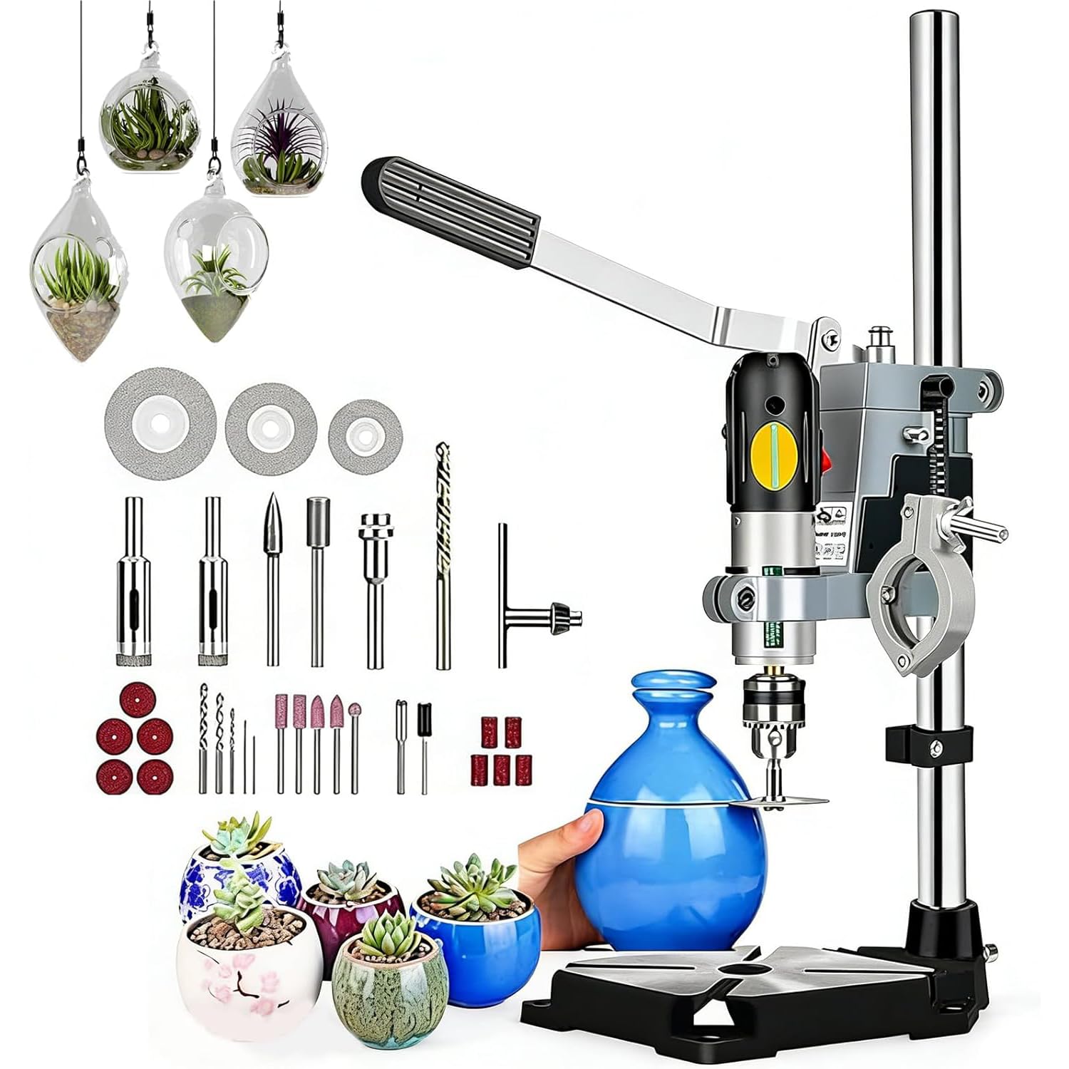 YXFAZPP Electric Glass Bottle Cutter, Rotary Tool Kit with Forward/Reverse, Adjustable Speed 5000-8000r/min for Drilling, Sanding, Polishing