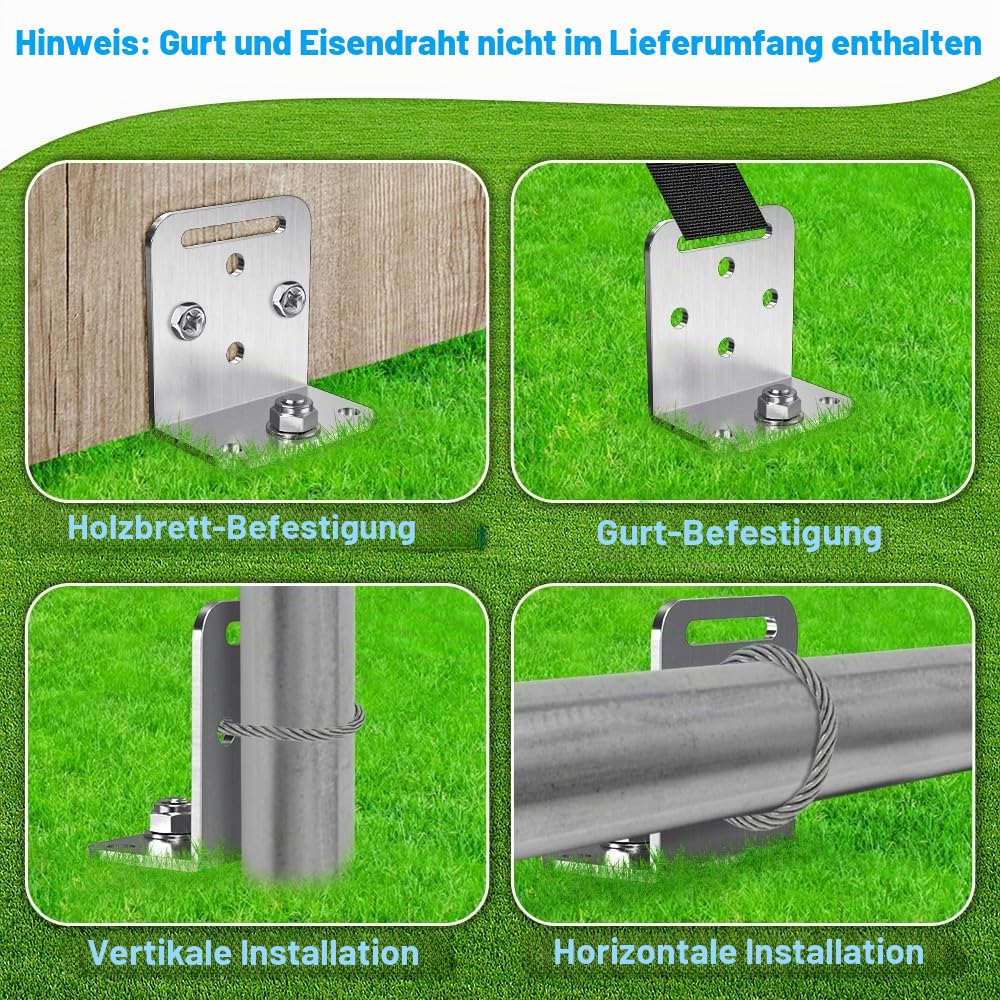 Insaga Erdanker zum Einschrauben, 45,7 cm / 61 cm, 10 mm, massiver Stahl mit L-Halterung für Trampolin, Wohnmobil, Schaukel-Set, Schuppen, Carport, Zeltheringe, 5,1 cm Helix-Klinge und verchromte