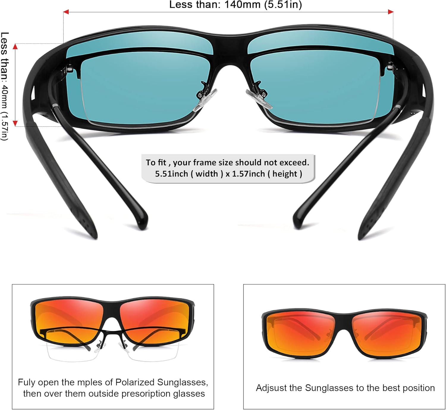 MEETSUN Fit Over Glasses Sunglasses for Men Women,Wrap Around Sunglasses Polarized UV400 Protection - Image 4