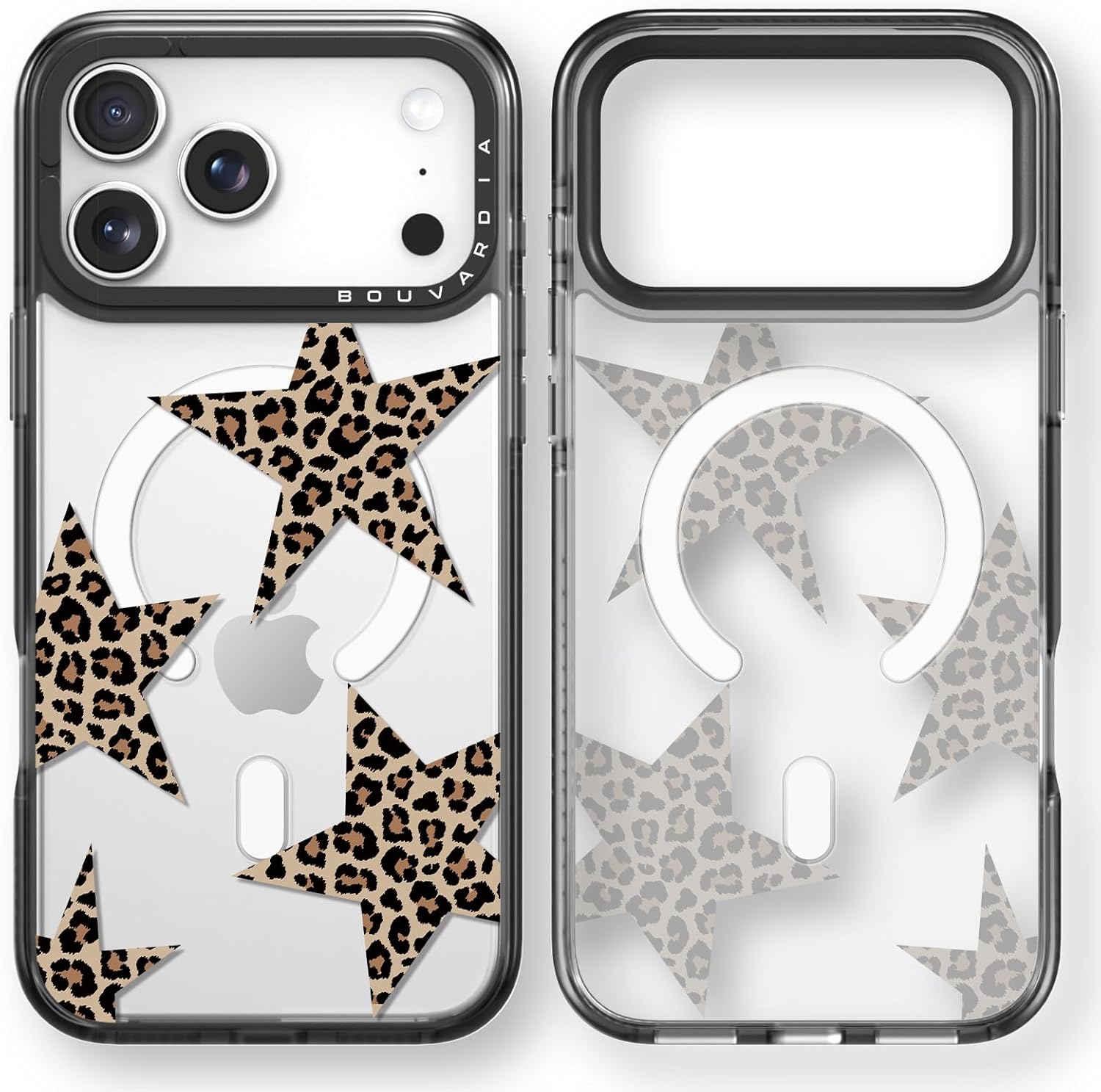 Bouvardia for iPhone 17 Pro Max Case, Compatible with Magsafe, Cute Design for Women & Girls, Protective & Aesthetic, Cheetah Theme - Leopard Stars
