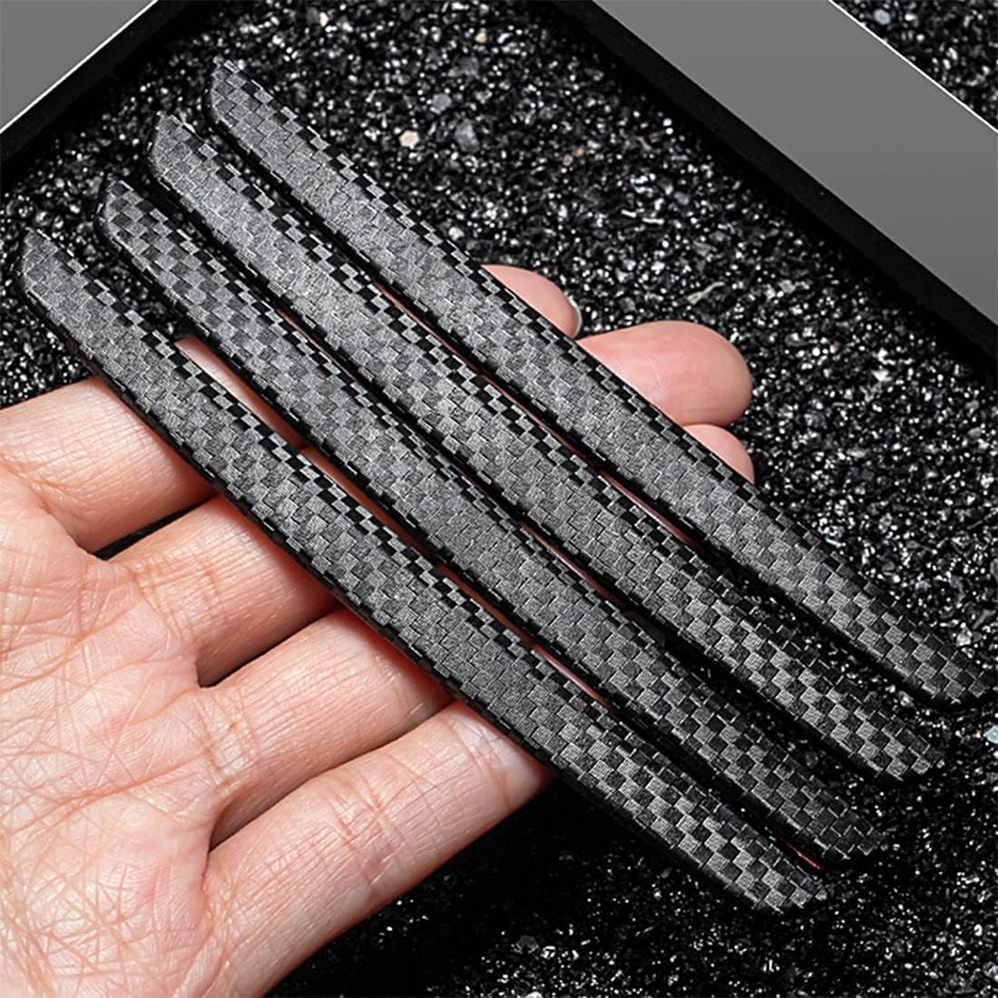 Car Door Edge Protector - 4 Pcs Universal Carbon Fiber Guard for Doors, Bumpers, Rear View Mirrors