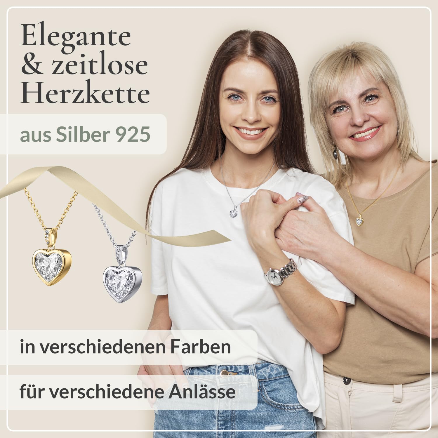 Hannah's Treasures Halskette Damen Silber 925 mit Herzanhänger [auch in Gold erhältlich] Silber Rhodiniert | Silberkette Damen 925 mit Anhänger | Necklace