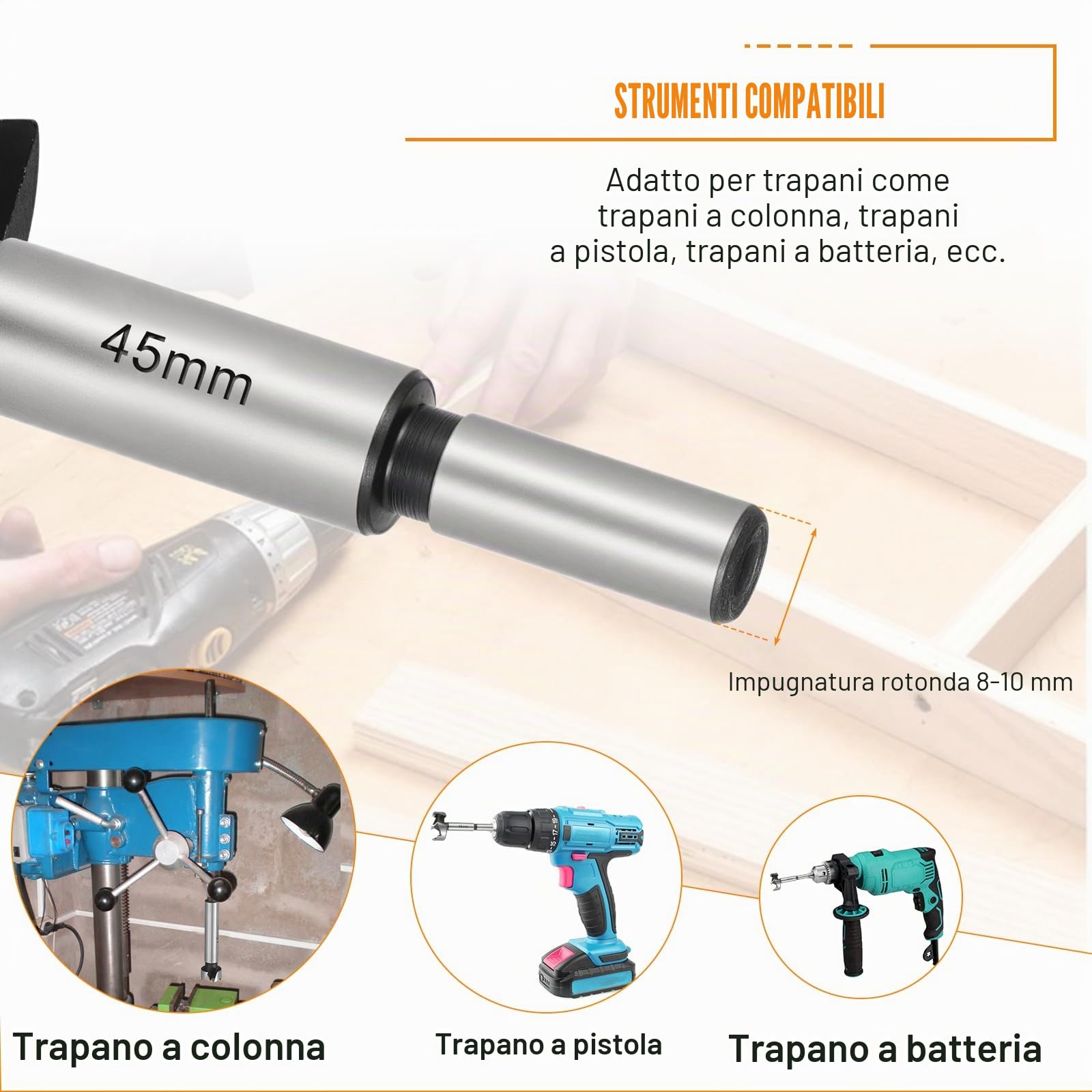 Gueenky 15 Pezzi Punte Forstner, 10-50 mm Forstner Drill Bits Set Frese Forstner per Legno con Gambo Rotondo per Trapano per Legno Duro Tenero