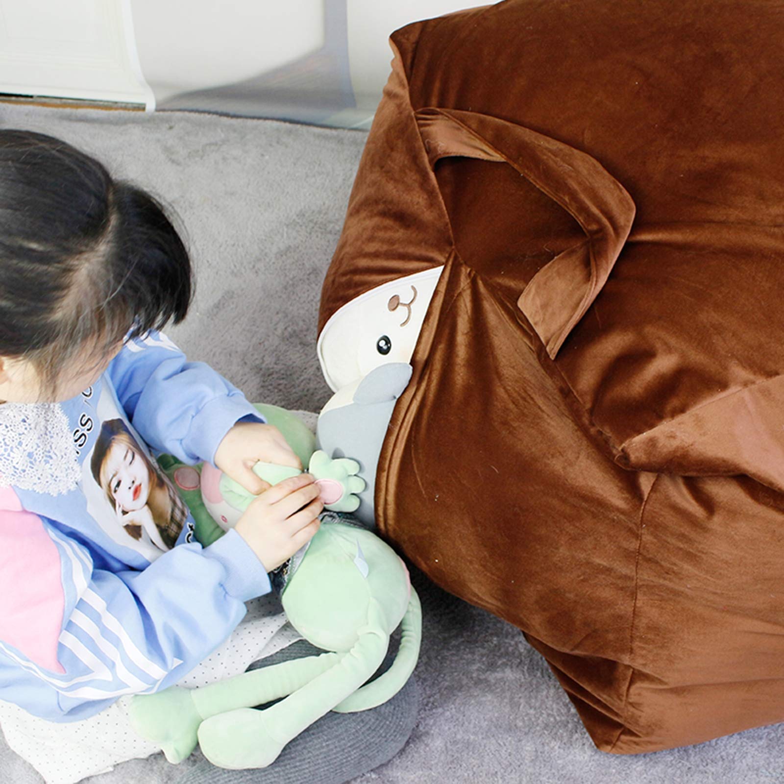 Lansls Sitzsack Plüschtier-Aufbewahrung - Säulen-Stuhl Für Kinderzimmer Aus Baumwolle