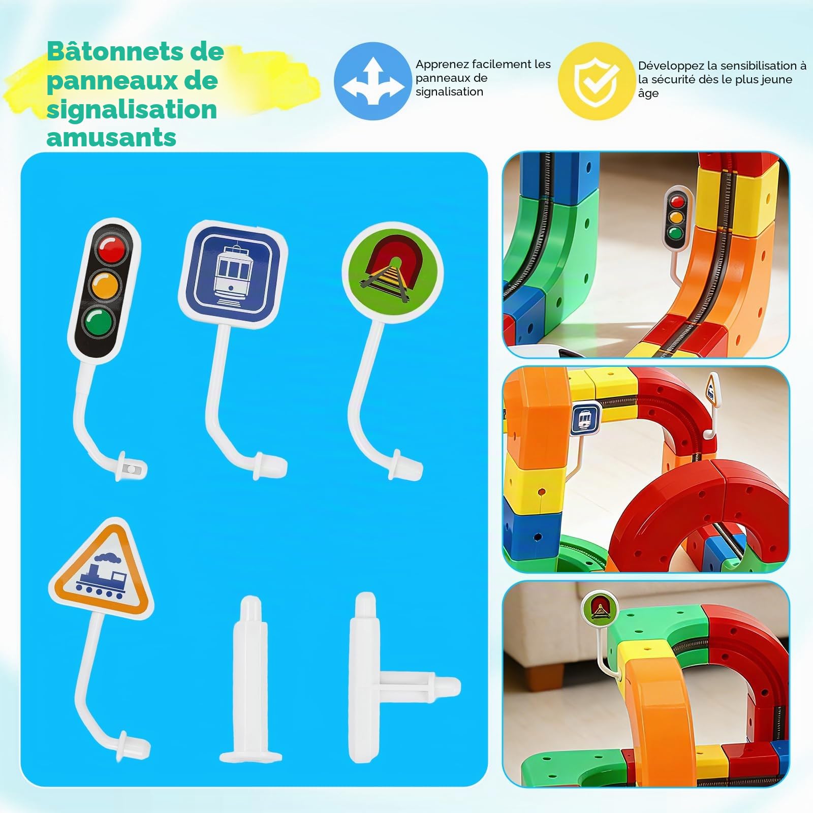 51 pièces Ensemble de Train Cube Magique, Ensemble de Train électrique, mises en Page 3D intégrées, Piste de Course Flexible, Jouet de Construction de Voiture motorisé défiant la gravité