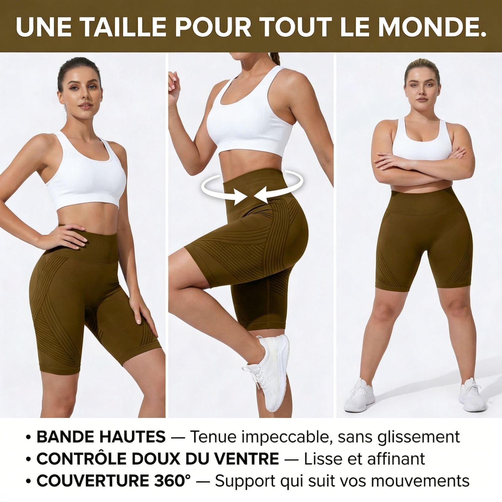 Legging Court 3D Anti Cellulite Femme Compression Minceur Taille Haute sans Couture Sculptant Court Shorts Push up Opaque De Yoga Sport Fitness Trousers