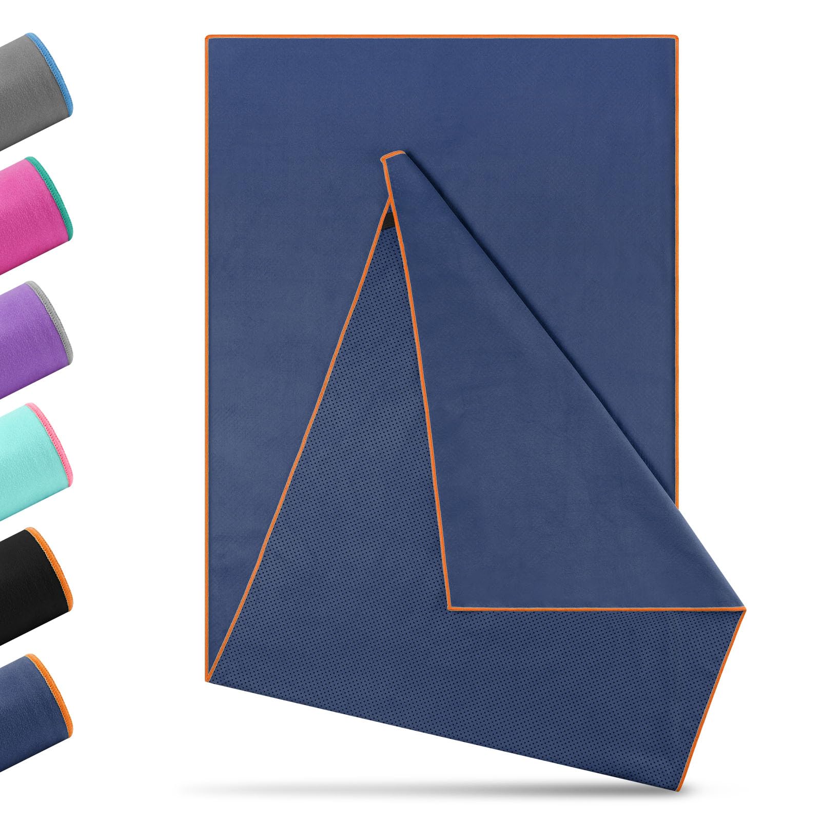 Novent Yoga Handtuch rutschfest 185x65cm | Mikrofaser Yogatuch mit Antirutsch-Noppen | Hygienische Yogamatten-Auflage für Hot Yoga, Studio & Fitness | Waschbar