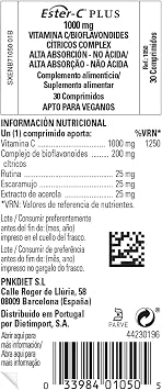 Solgar Ester-C Plus 1000 Mg Vitamin C Tablets - Pack of 30 | Highly Absorbable Non-Acidic Formula - Supports Healthy Immune System - Daily Supplement - Vegan & Gluten Free