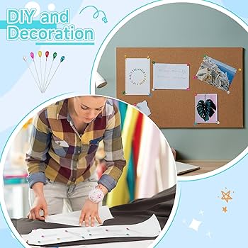 100 Spilli Da Sarta Con Testa Colorata - 40 Mm, Acciaio Inox, Per Cucito E Craft