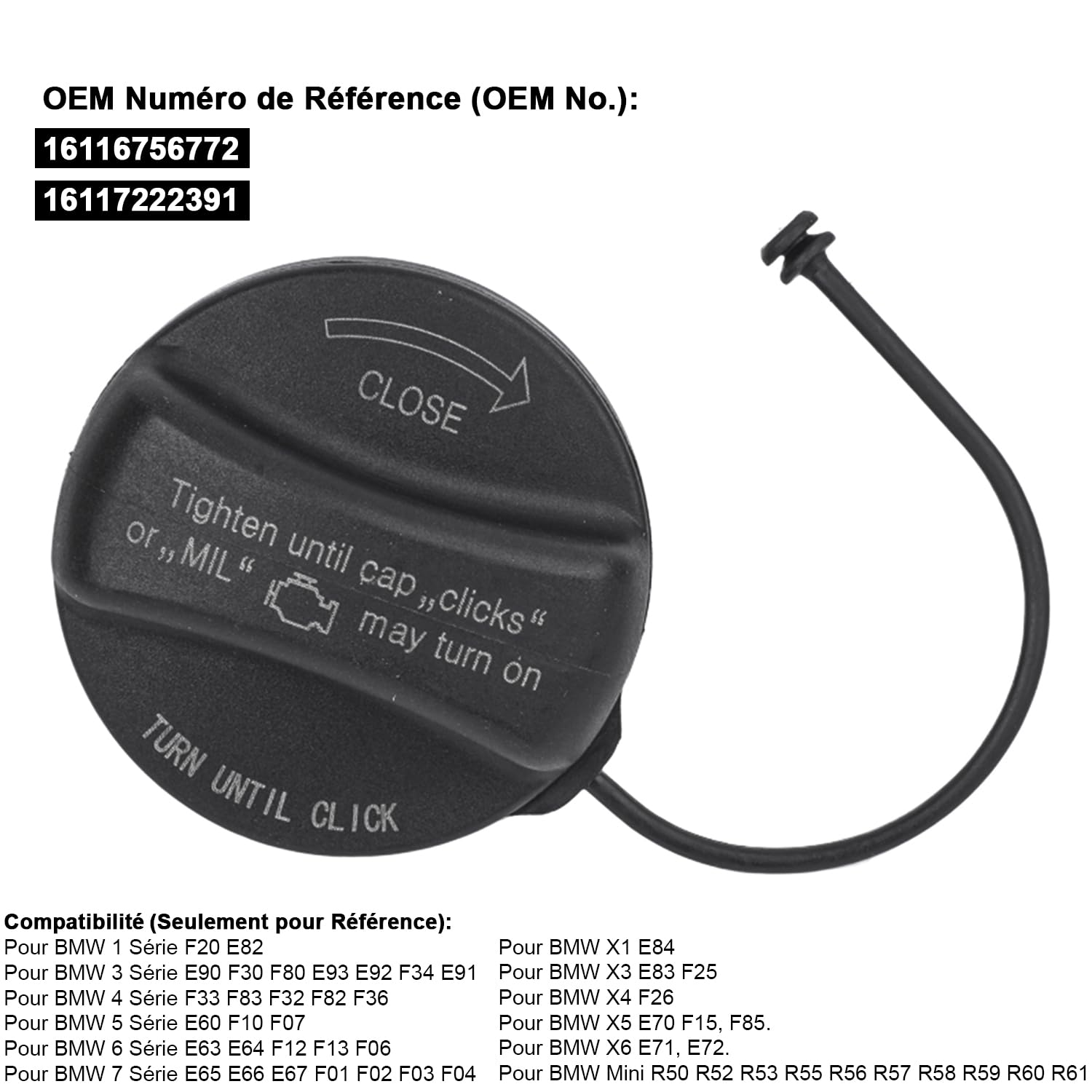 Bouchon Réservoir Carburant VSREI Compatible BMW E39 E46 E60 E90 X3 X5 Mini