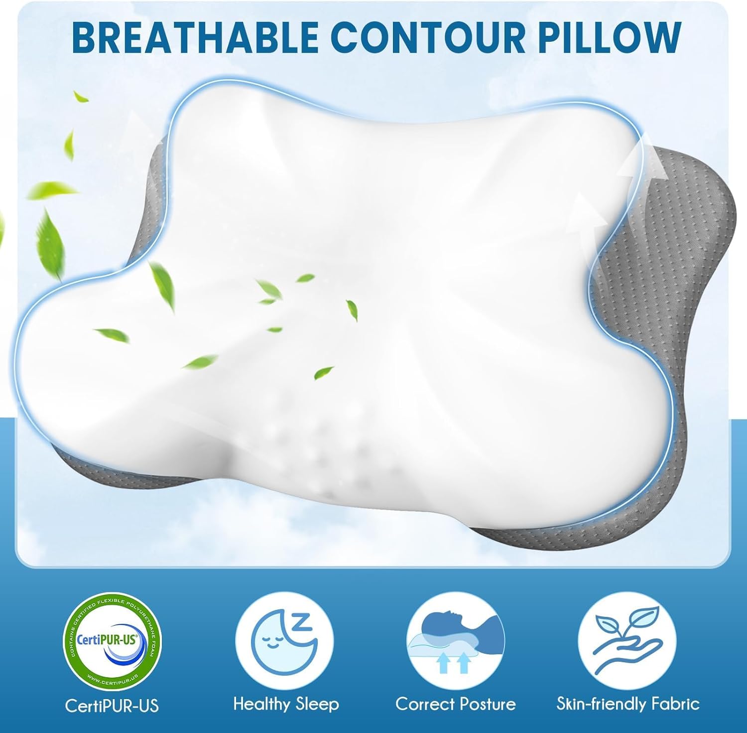 Pillow for Neck and Shoulder Support, Ergonomic Bed Pillow for Side, Back, Stomach Sleepers, White