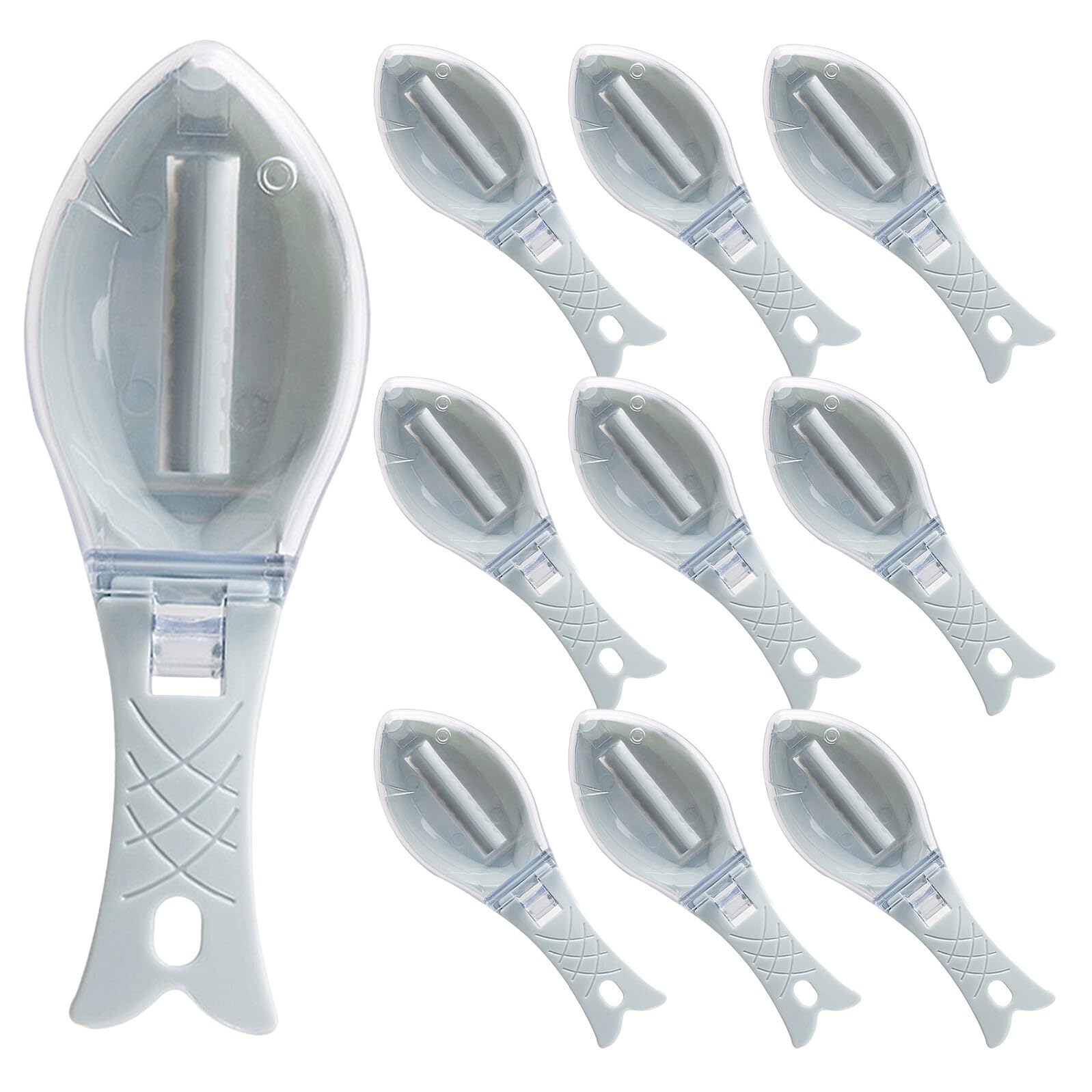 ERINGOGO 10 Pezzi Raschietti per Squame di Pesce con Protezione Utensili Manuali per Rimozione Efficiente delle Squame in Cucina Domestica e Ristorazione
