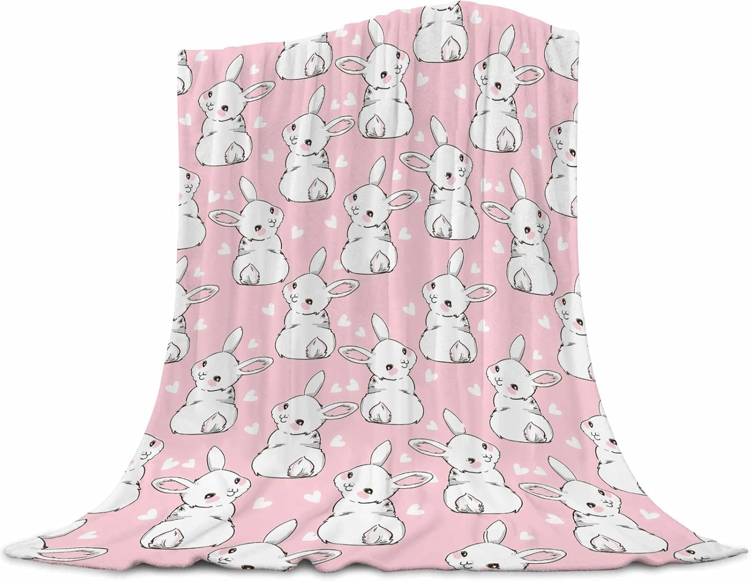 Bunny Blanket 30"x40" – Cartoon Rabbit Flannel Fleece Throw Blanket Ultra Soft for Girls Boys Kids, Cozy Couch Blanket for Living Room Bedroom Nursery Decor